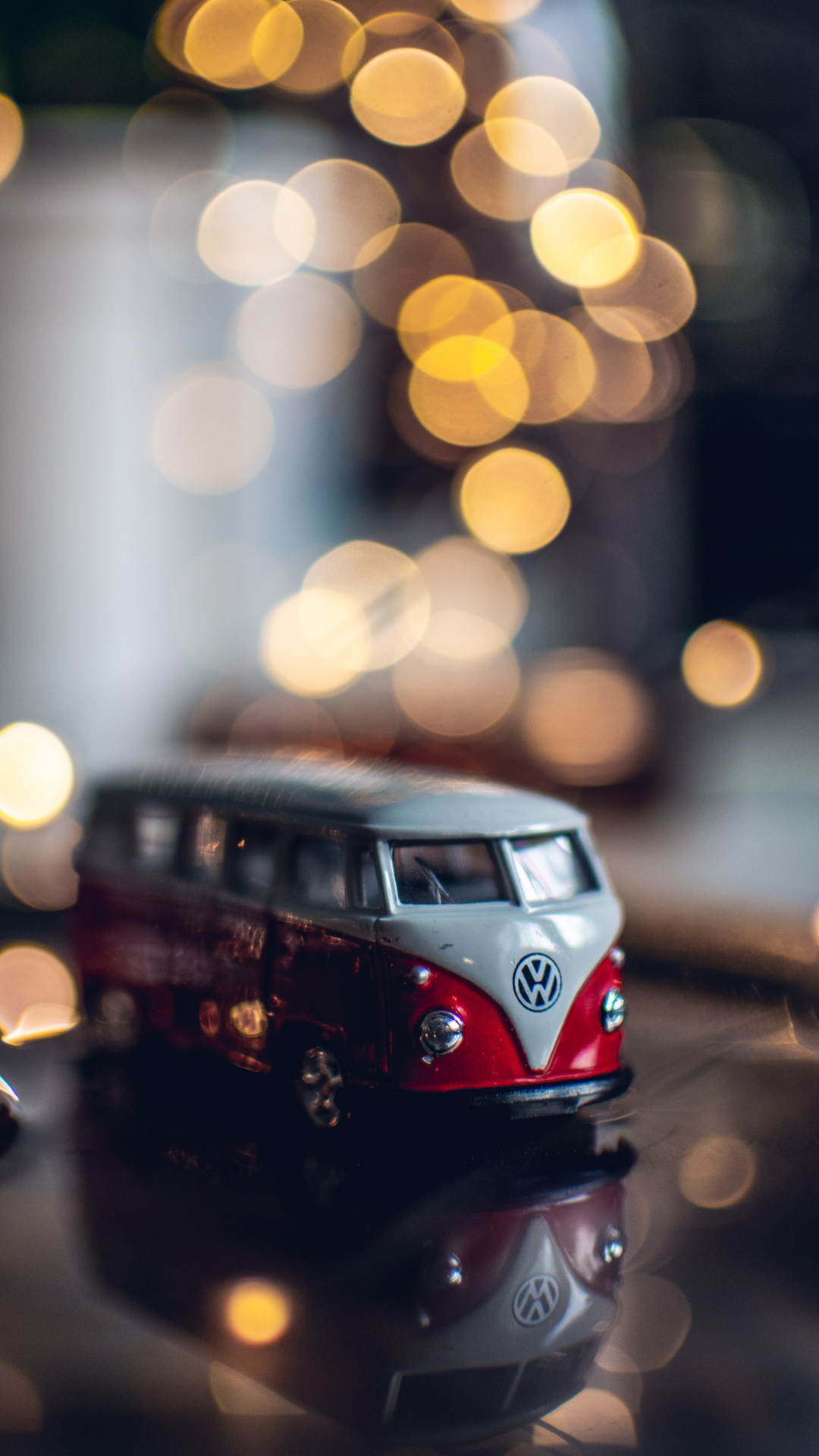 Red and White Volkswagen T-1 on Road During Night Time. Wallpaper in 1080x1920 Resolution