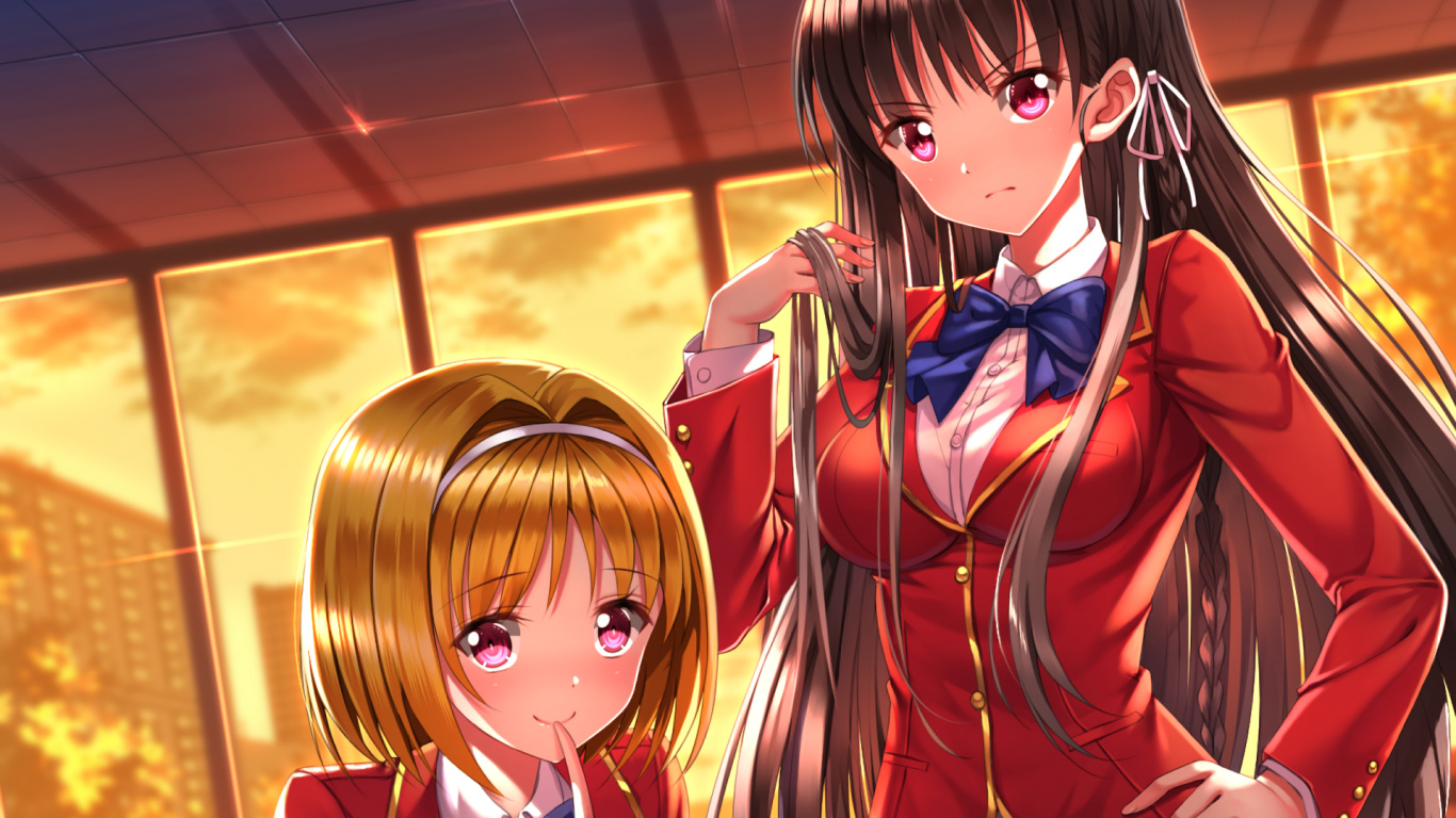 Suzune Horikita, Kikyo Kushida, Kiyotaka Ayanokoji, Honami Ichinose, Classe de L'élite. Wallpaper in 1366x768 Resolution