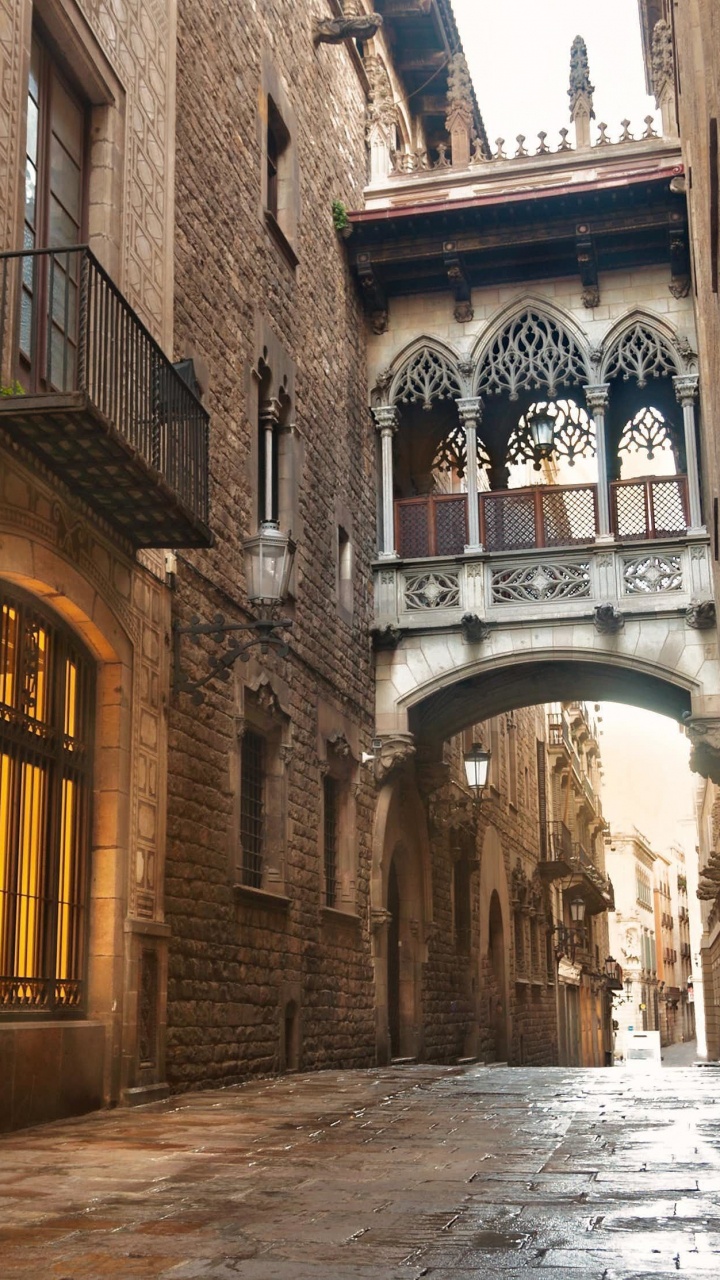 Braunes Backsteingebäude Mit Bogenförmigen Fenstern. Wallpaper in 720x1280 Resolution