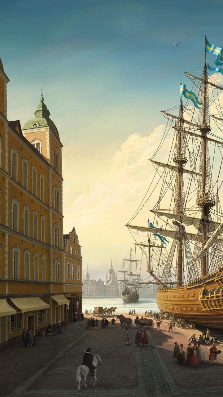 Brown and White Galleon Ship on Sea Dock Under Blue Sky During Daytime. Wallpaper in 720x1280 Resolution