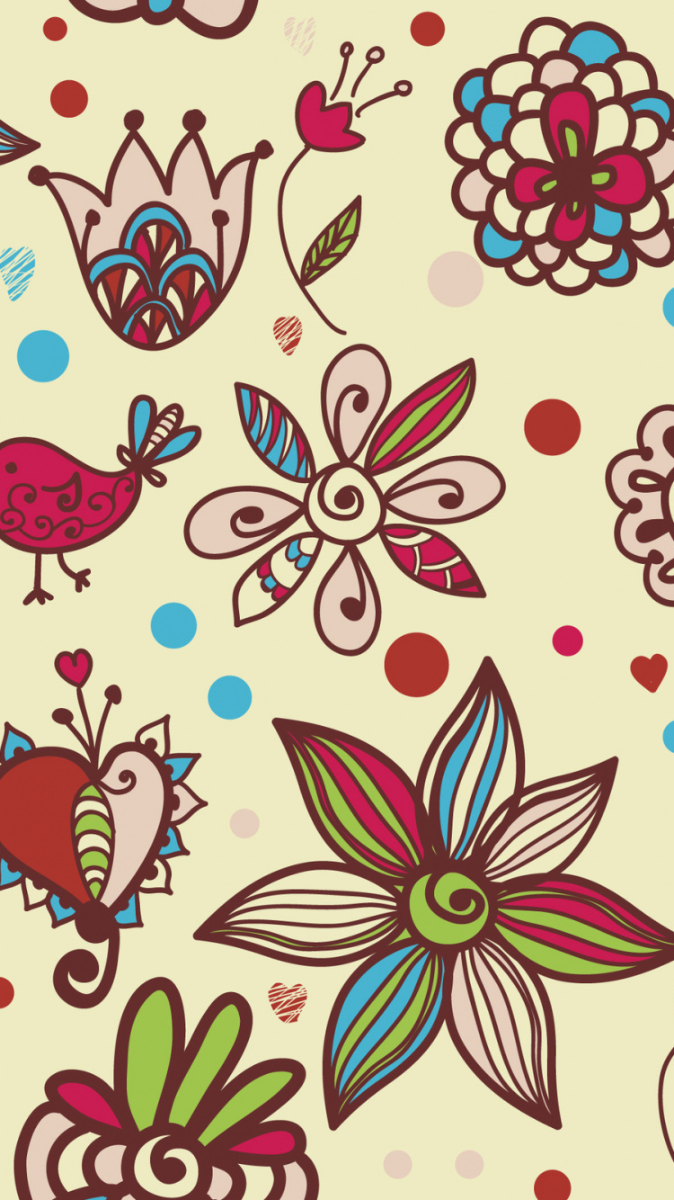 White Pink and Blue Floral Textile. Wallpaper in 750x1334 Resolution