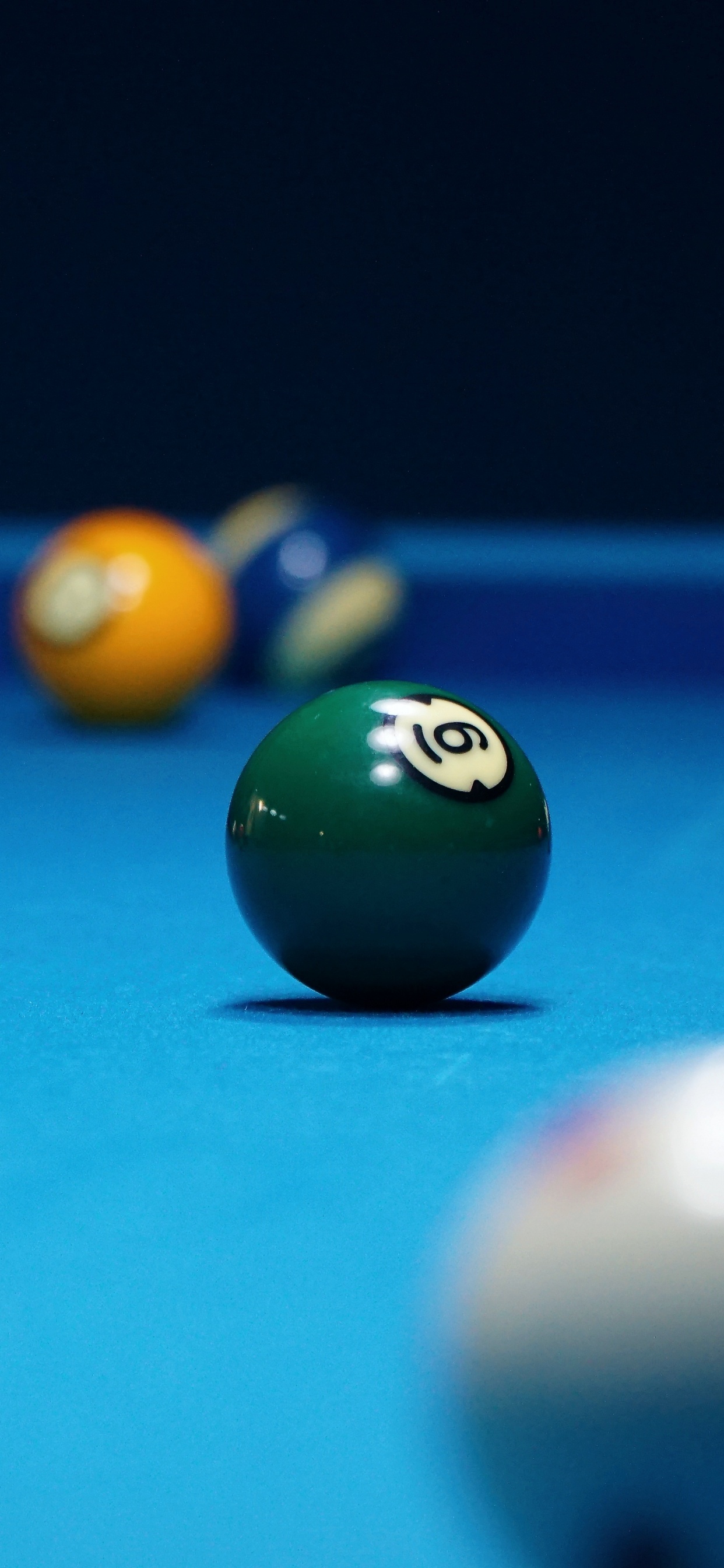 Billiard Balls on Billiard Table. Wallpaper in 1242x2688 Resolution