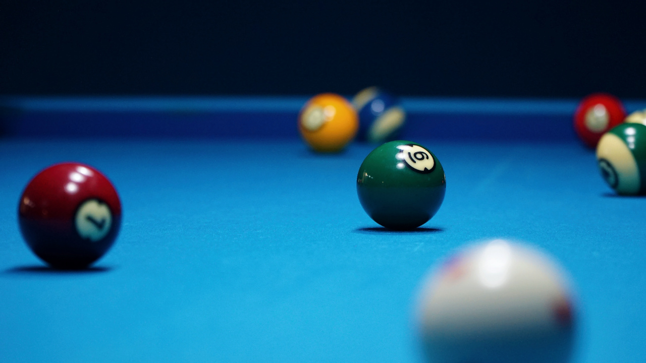 Billiard Balls on Billiard Table. Wallpaper in 1280x720 Resolution