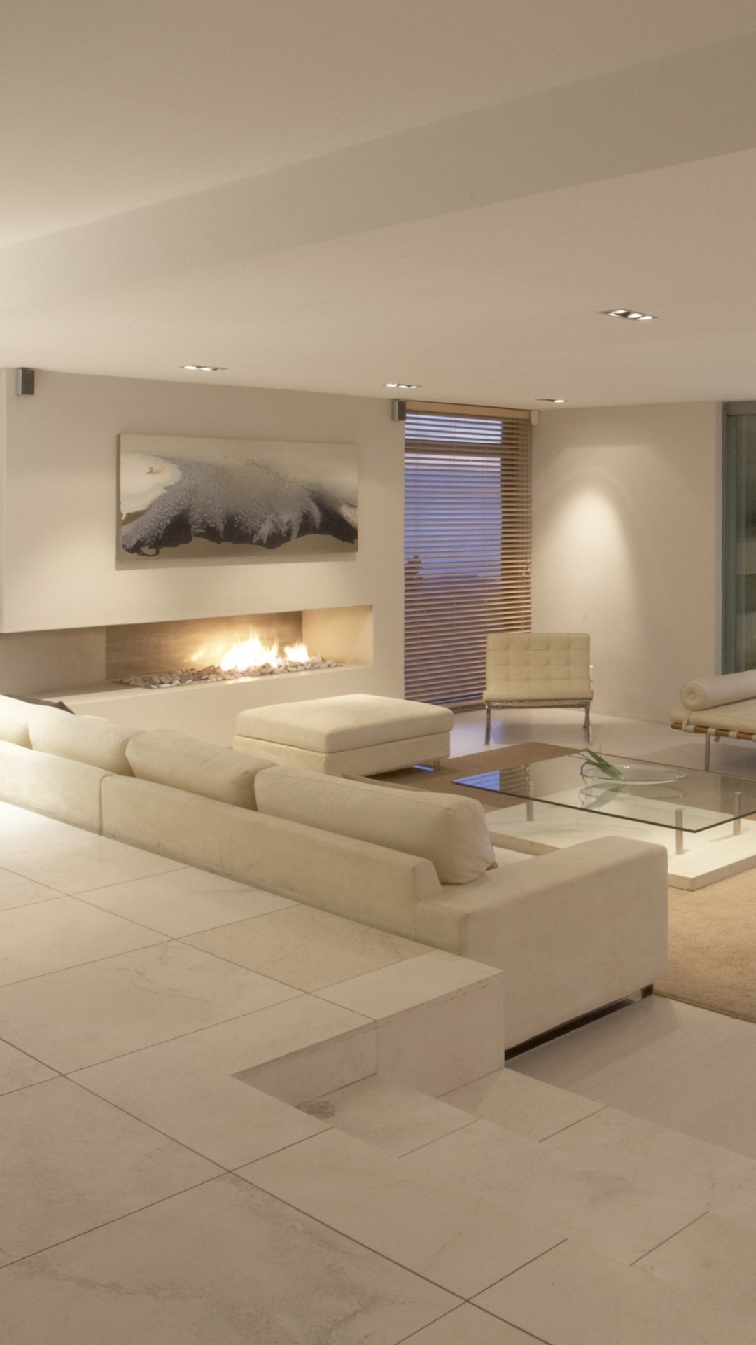 White Sectional Couch on White Ceramic Floor Tiles. Wallpaper in 1080x1920 Resolution