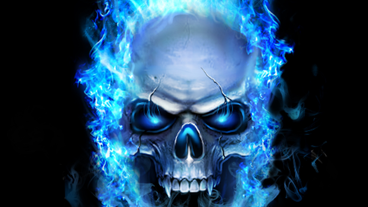 Flaming Skull, Flame, Head, Bone, Jaw. Wallpaper in 1280x720 Resolution