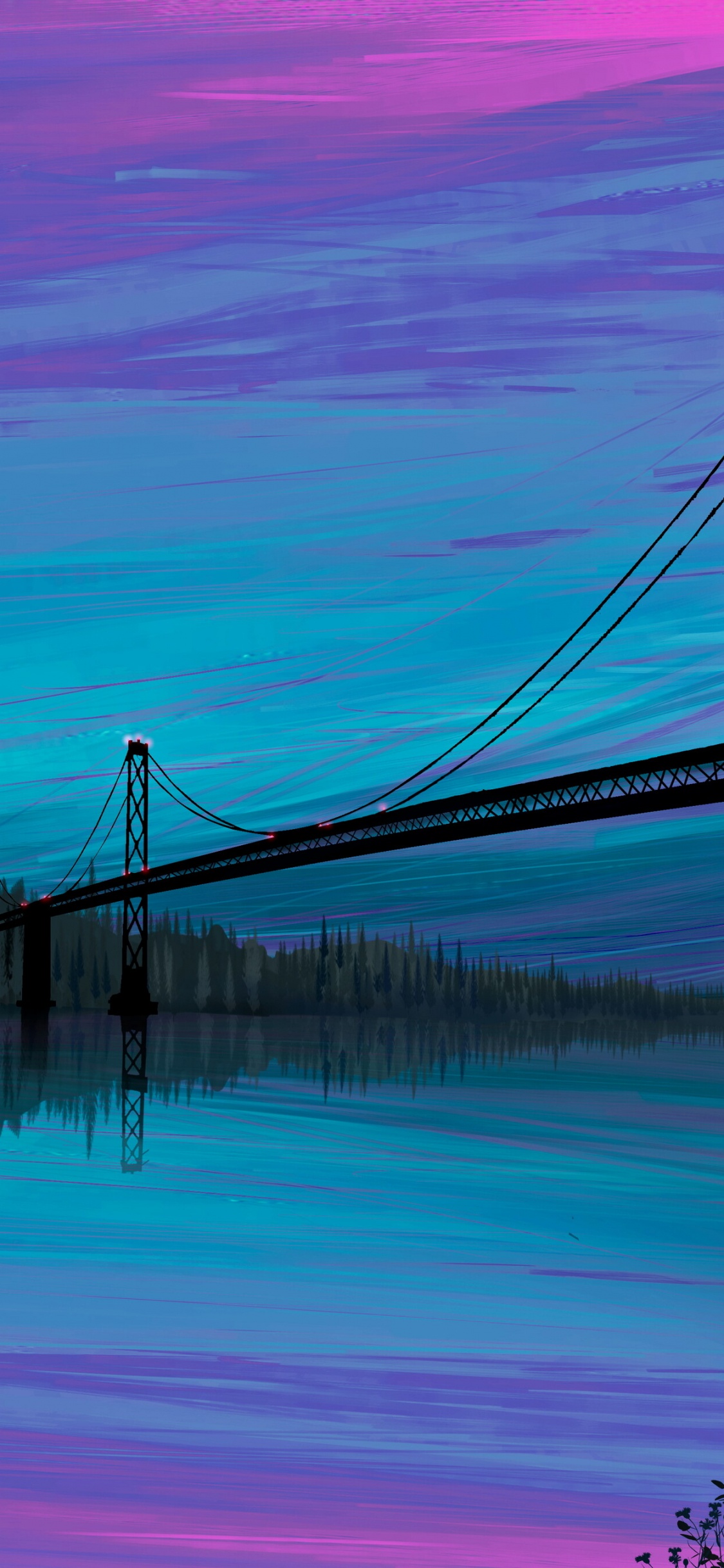 紫色的, 反射, 天空, 插画家, 粉红色 壁纸 1125x2436 允许