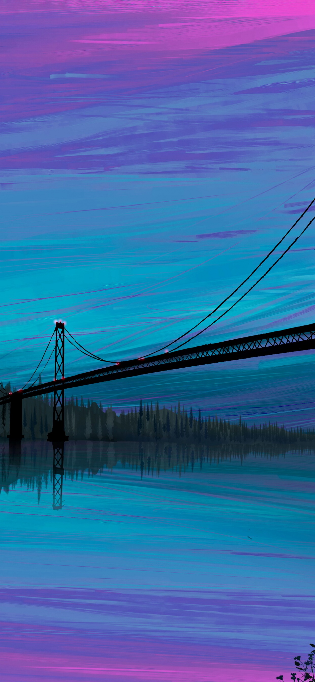紫色的, 反射, 天空, 插画家, 粉红色 壁纸 1242x2688 允许