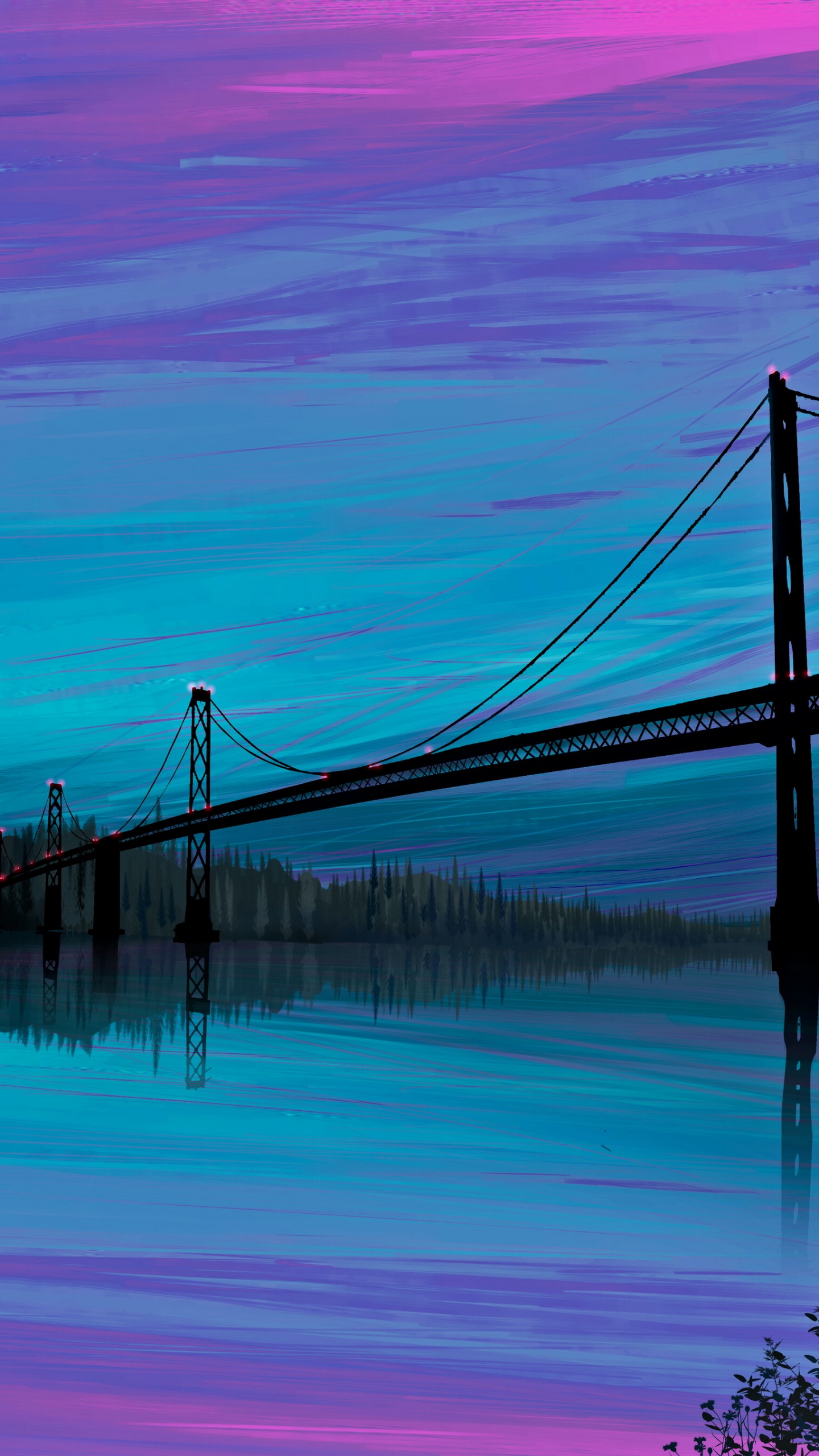 紫色的, 反射, 天空, 插画家, 粉红色 壁纸 1440x2560 允许