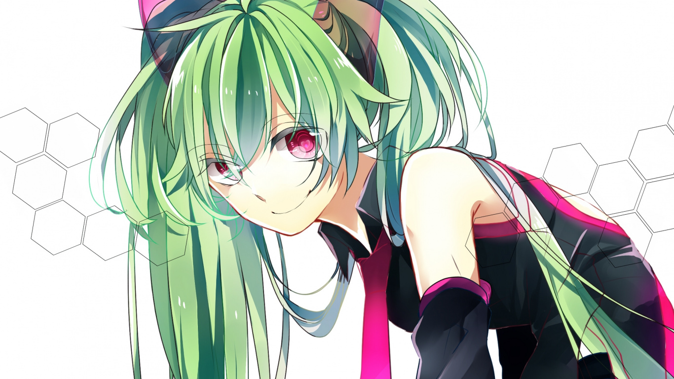 Personnage D'anime Féminin Aux Cheveux Verts. Wallpaper in 1366x768 Resolution