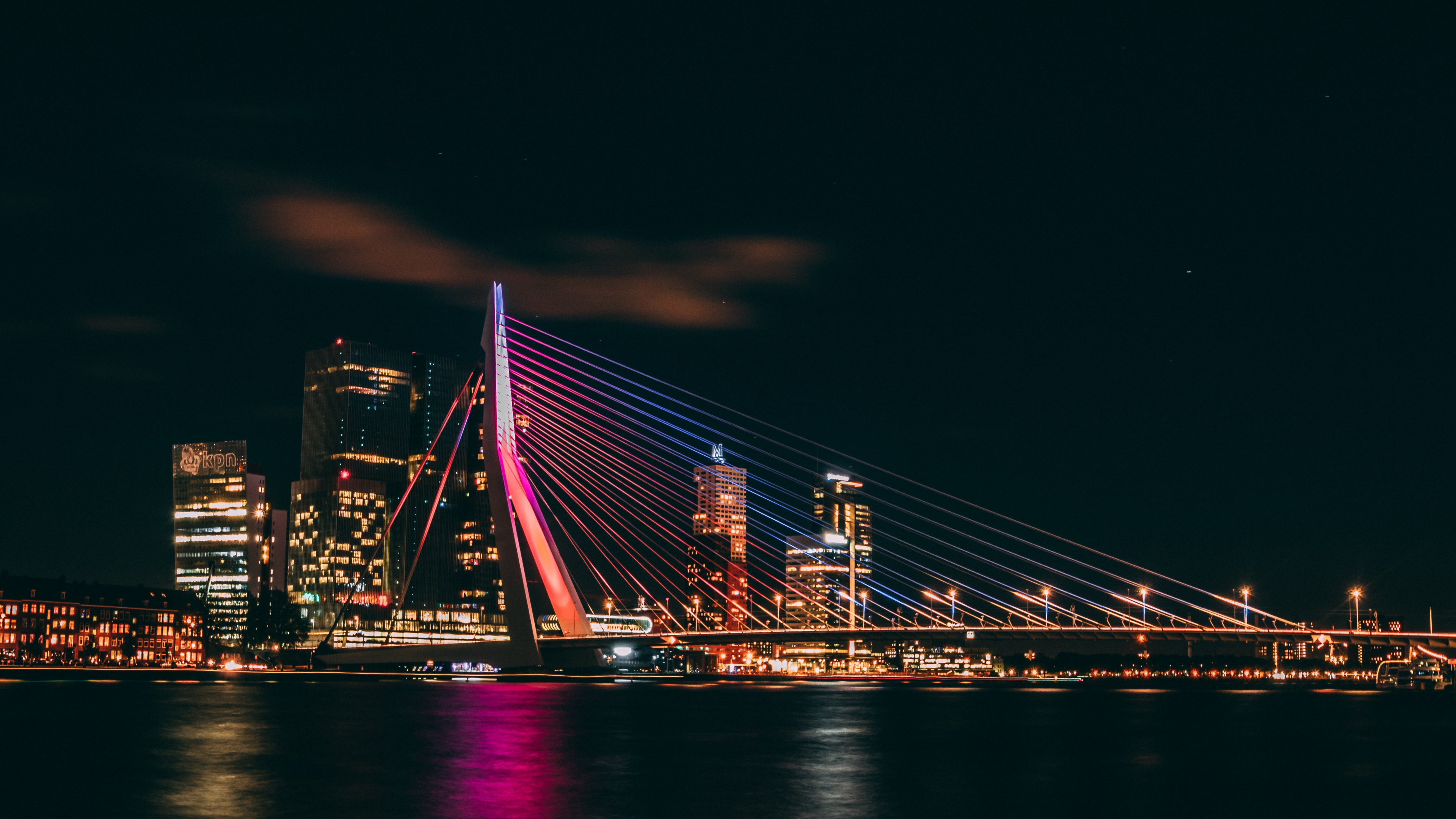 Lighted Bridge During Night Time. Wallpaper in 3840x2160 Resolution