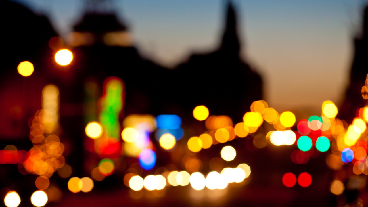 Bokeh-Fotografie Der Lichter Der Stadt Während Der Nacht. Wallpaper in 1280x720 Resolution