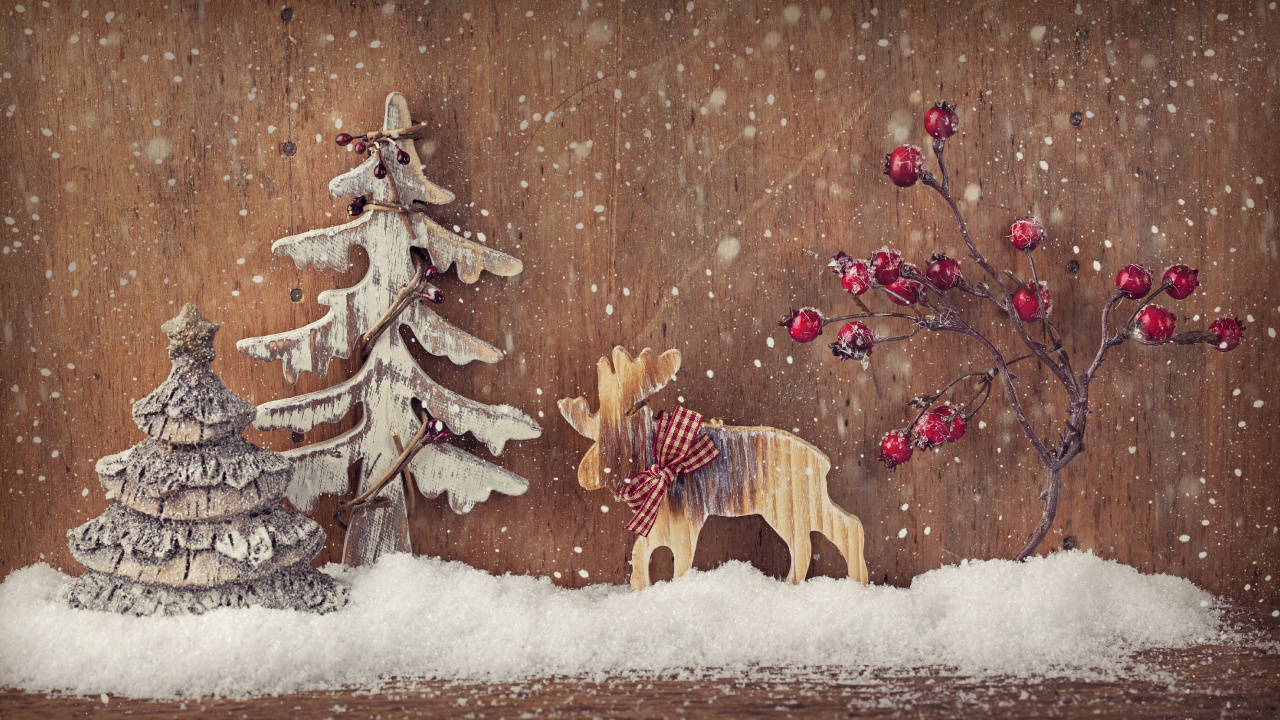 圣诞节那天, 圣诞树, 假日, 圣诞装饰, 冬天 壁纸 1280x720 允许