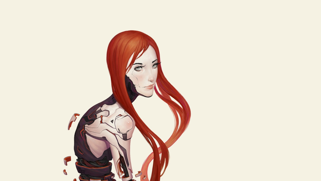 Femme Aux Cheveux Rouges en Noir et Blanc Robe à Pois Personnage Anime. Wallpaper in 1280x720 Resolution