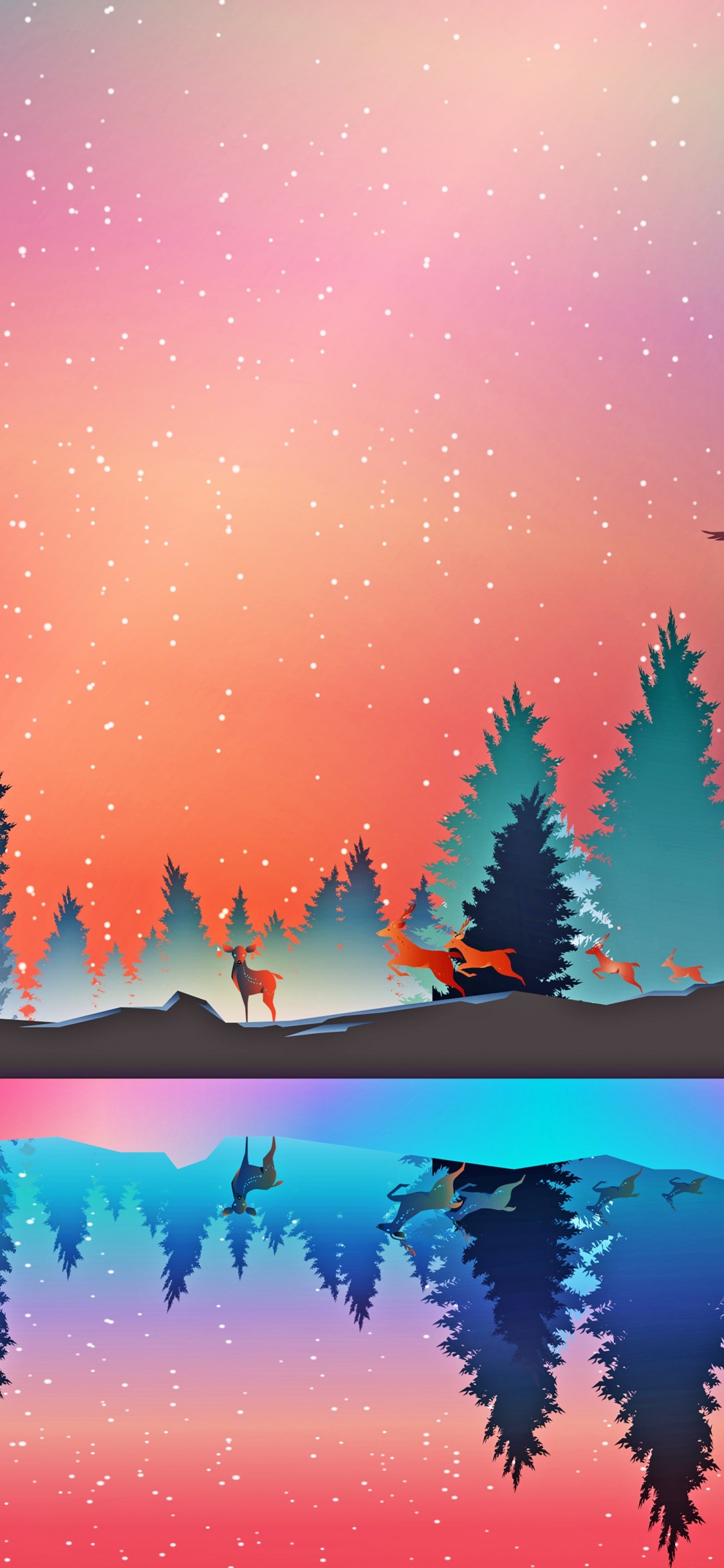 Pinos Verdes Bajo un Cielo Azul. Wallpaper in 1125x2436 Resolution