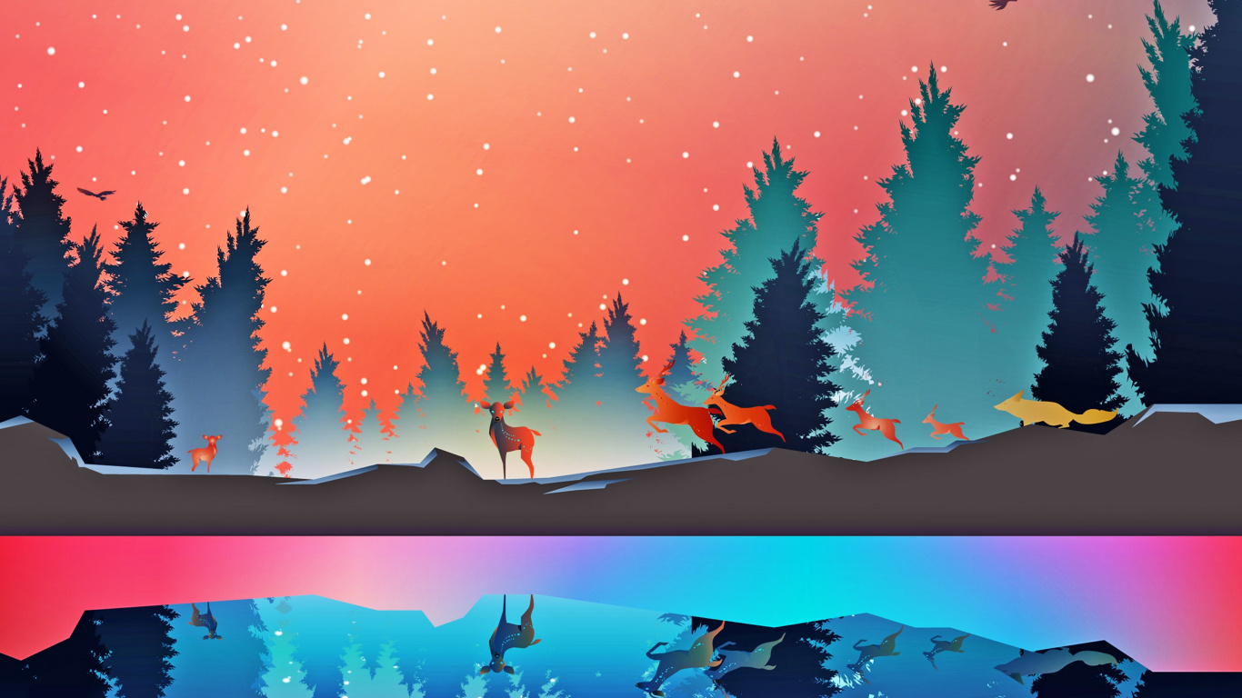 Pinos Verdes Bajo un Cielo Azul. Wallpaper in 1366x768 Resolution