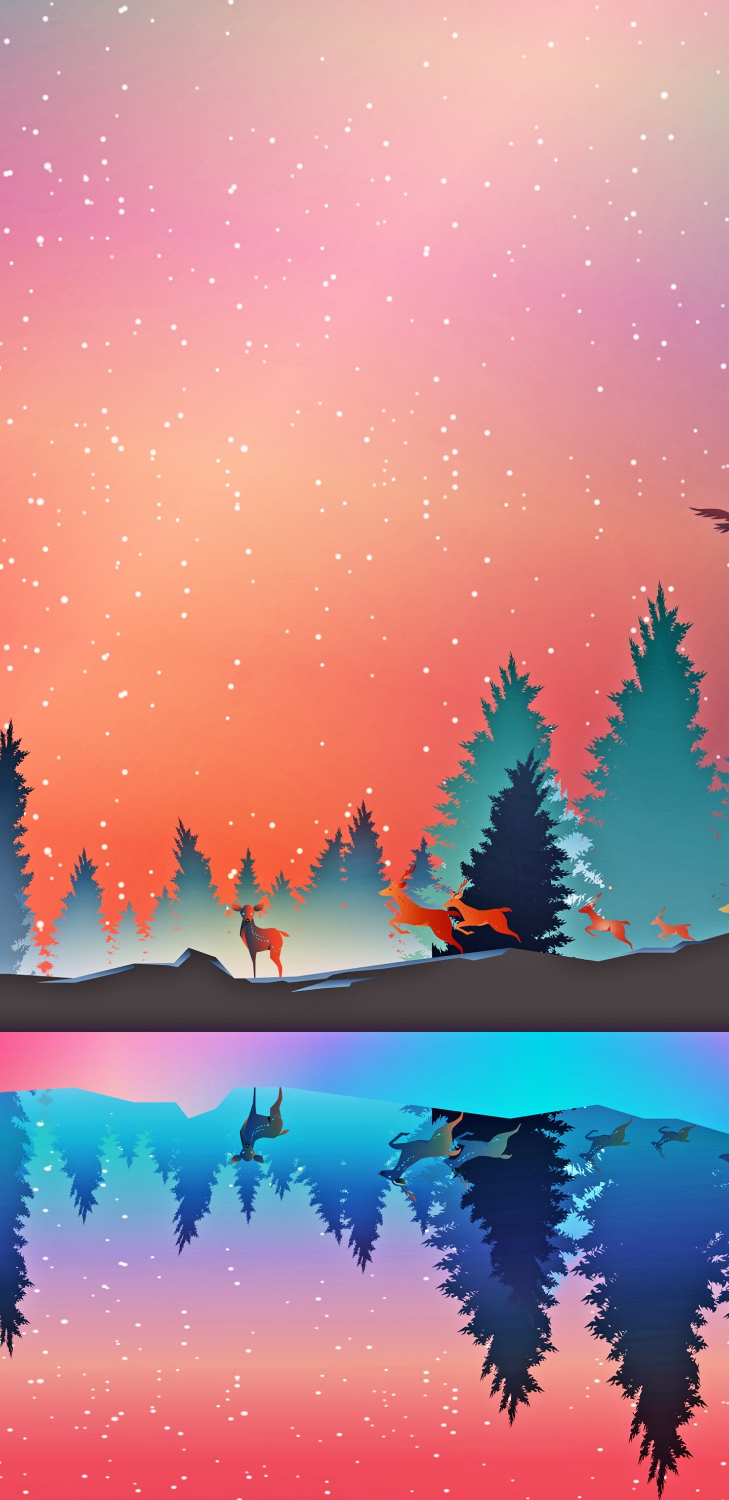 Green Pine Trees Under Blue Sky. Wallpaper in 1440x2960 Resolution