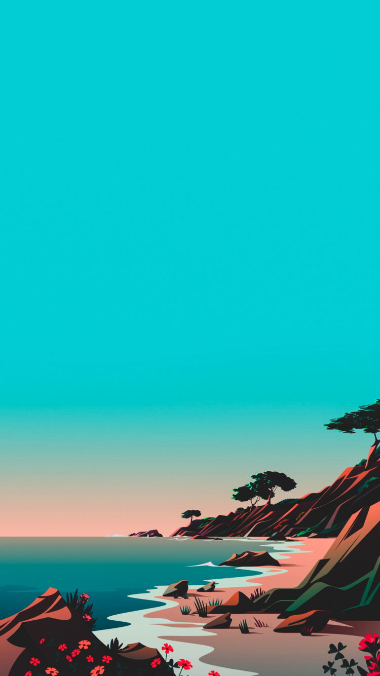 Drawing, Ios, Apples, Water, Blue. Wallpaper in 750x1334 Resolution