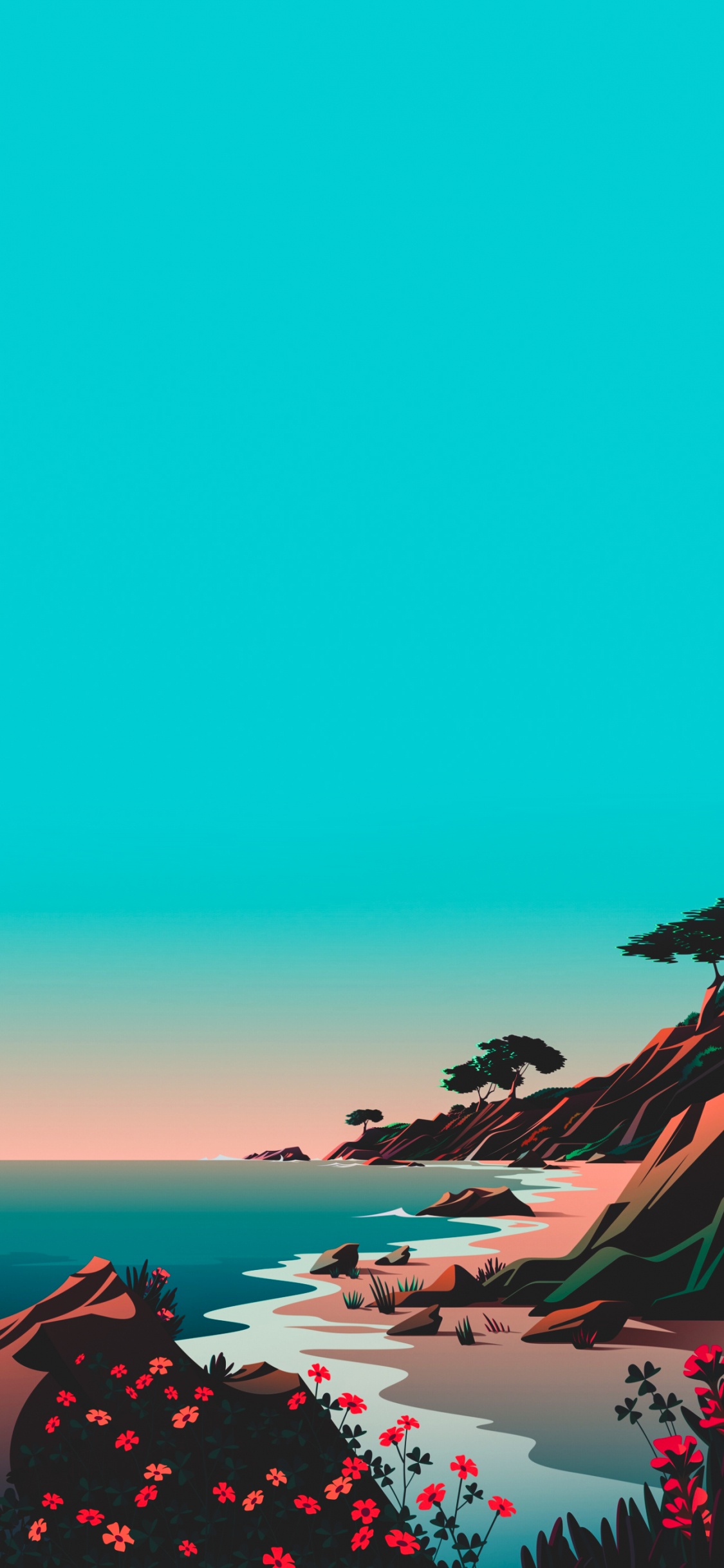 绘画, Ios, 苹果, Azure, 自然景观 壁纸 1125x2436 允许