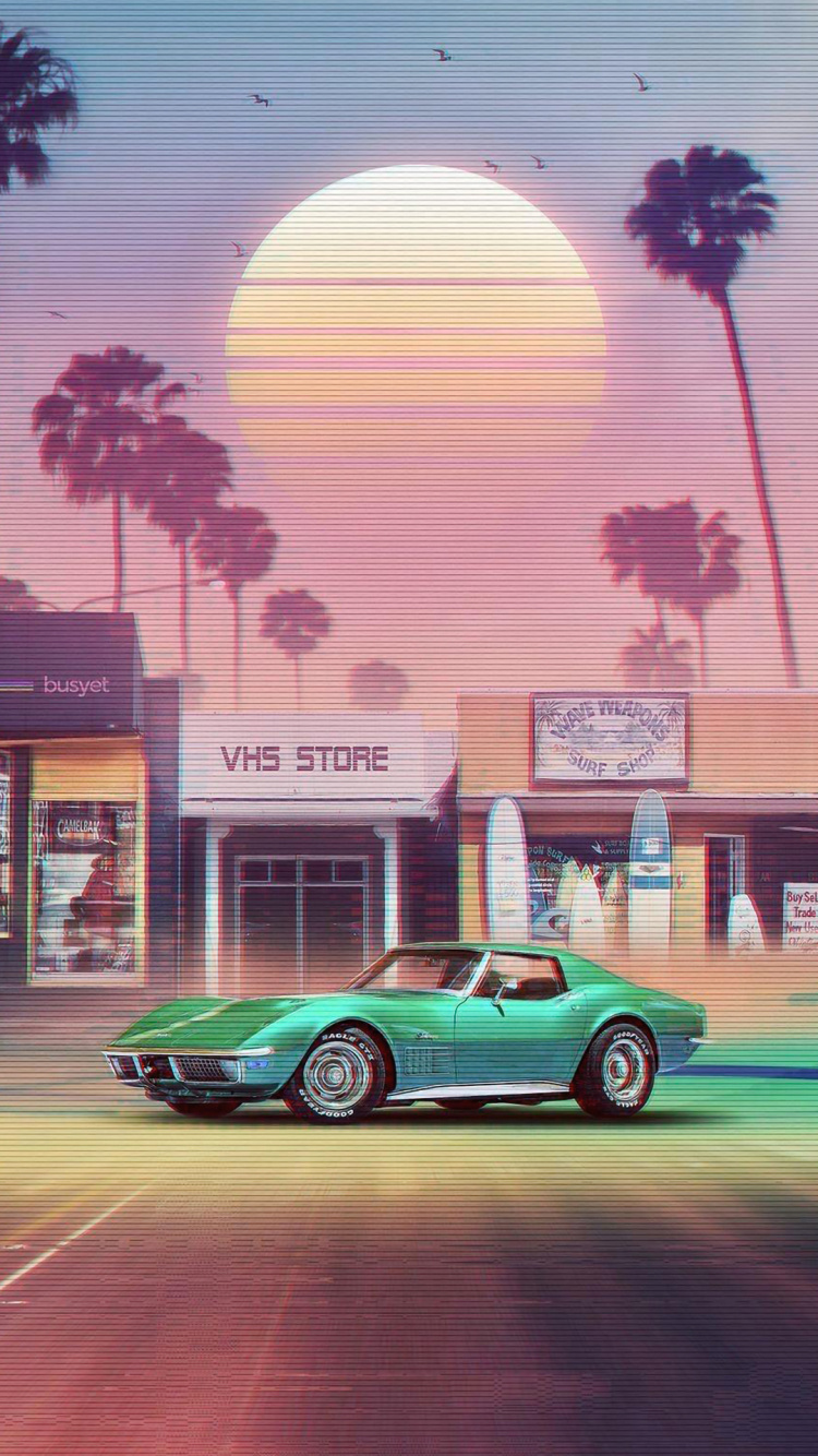 Vaporwave, 80 Estética Retro, De la Década de 1980, Los Noventa, Synthwave. Wallpaper in 750x1334 Resolution
