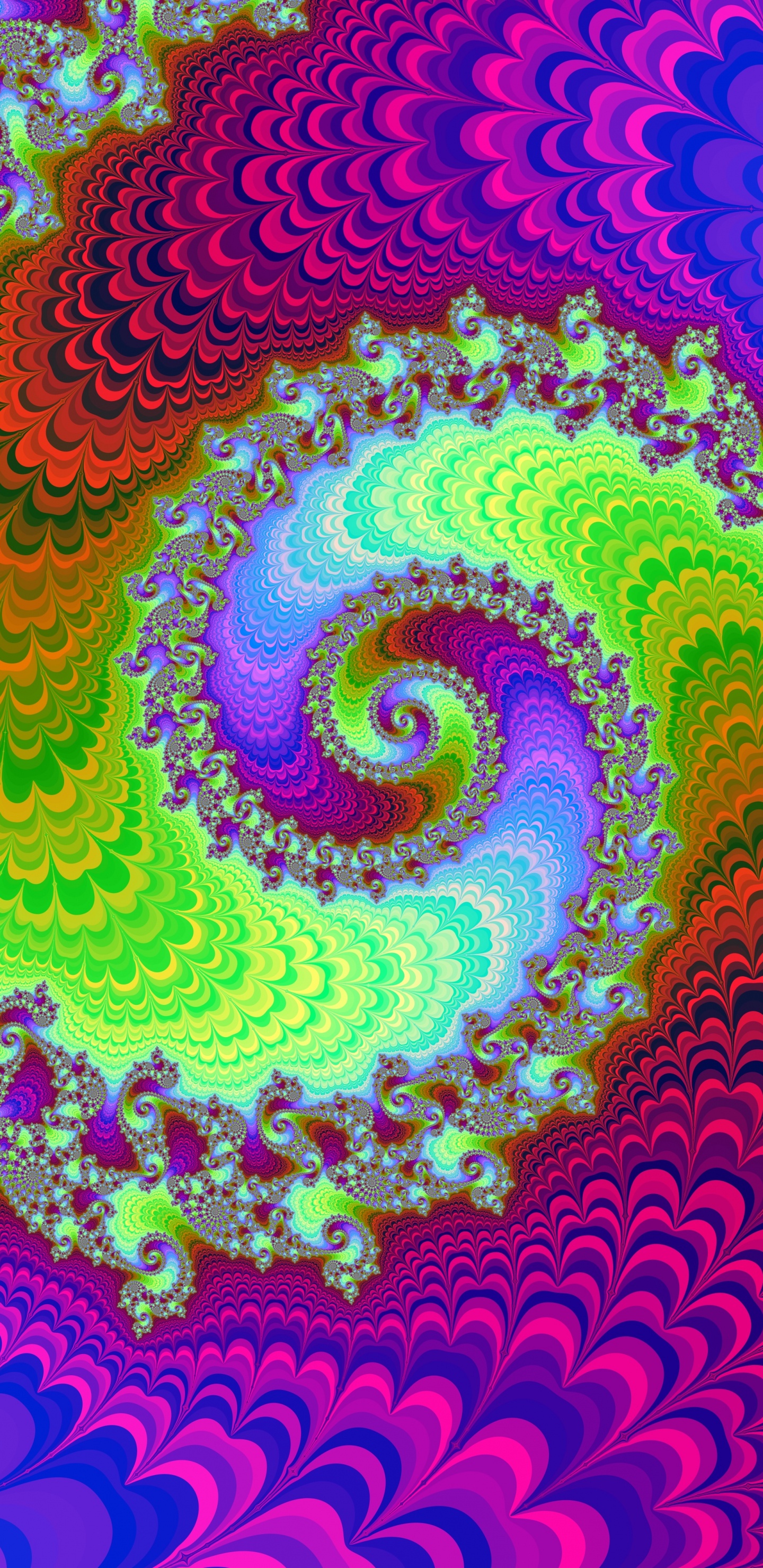 Ilustración Espiral Verde y Azul Púrpura. Wallpaper in 1440x2960 Resolution