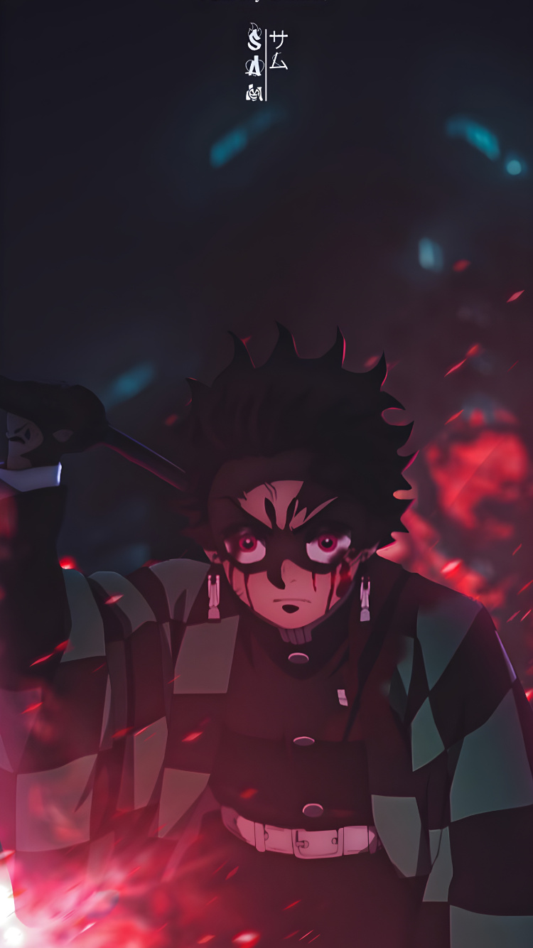 Anime, Darkness, Tanjiro Kamado, Nezuko Kamado, Demon Slayer Kimetsu no Yaiba. Wallpaper in 750x1334 Resolution