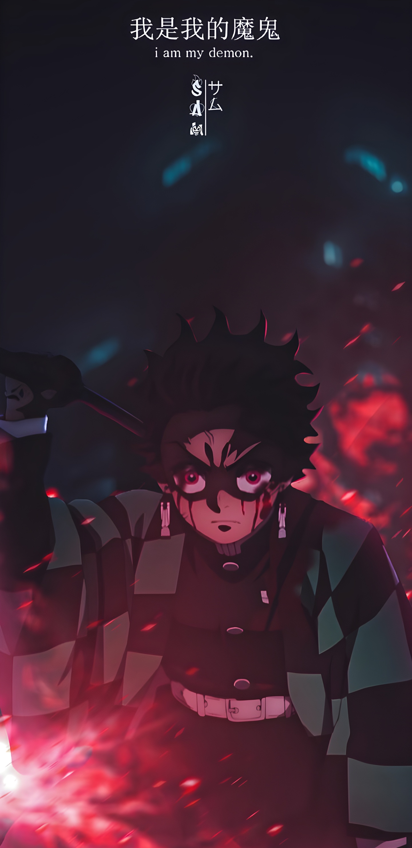 L'anime, Obscurité, Tanjiro Kamado, Nezuko Kamado, Tueur de Démons Kimetsu no Yaiba. Wallpaper in 1440x2960 Resolution