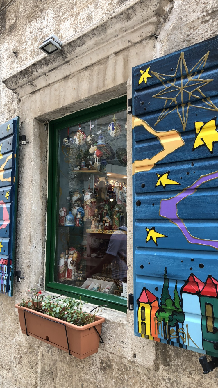 Wand, Streetart, Blumentopf, Majorelle-blau, Zimmerpflanze. Wallpaper in 750x1334 Resolution