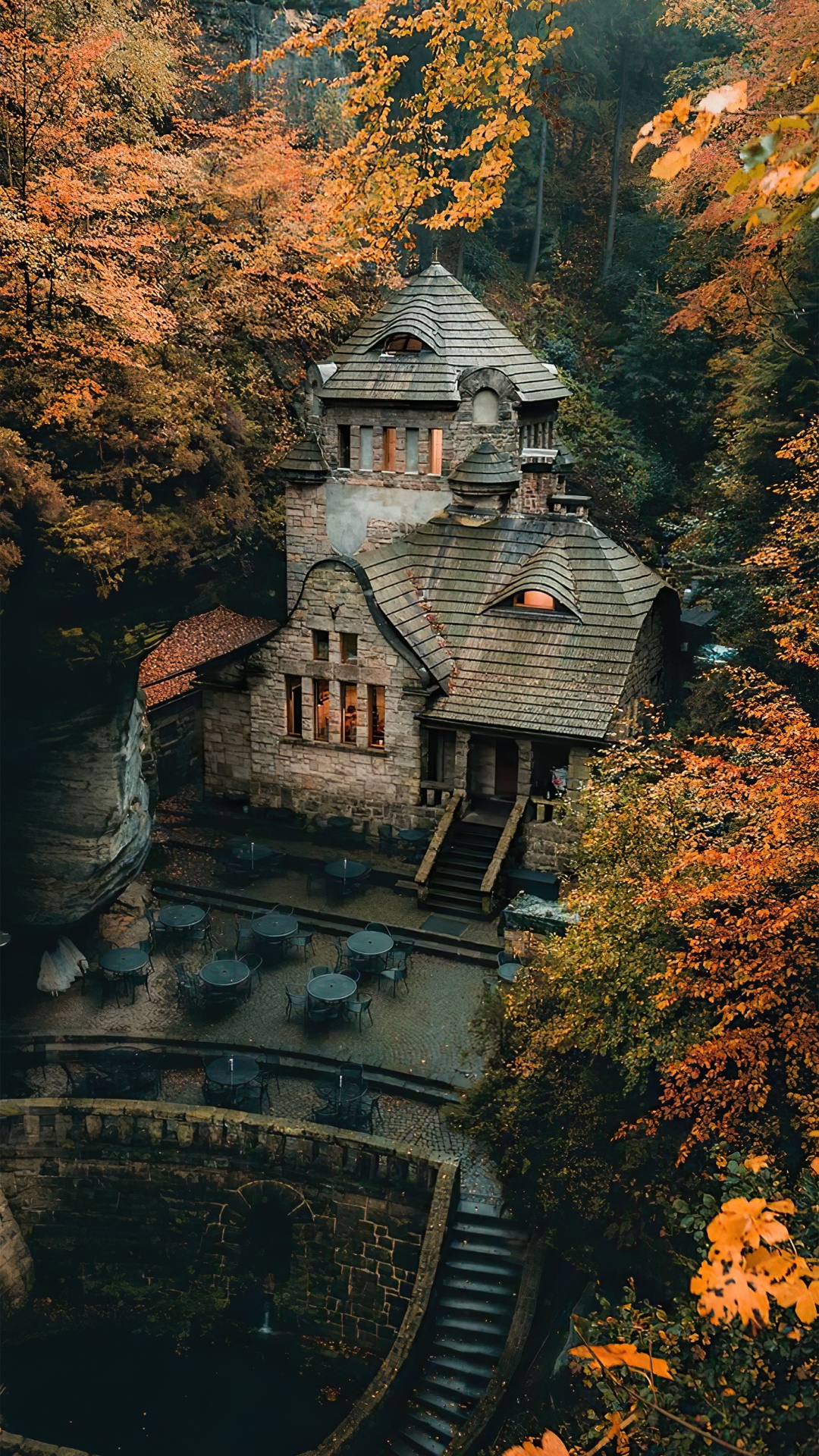 Gebäude, Fenster, Blatt, Naturlandschaft, Holz. Wallpaper in 1080x1920 Resolution