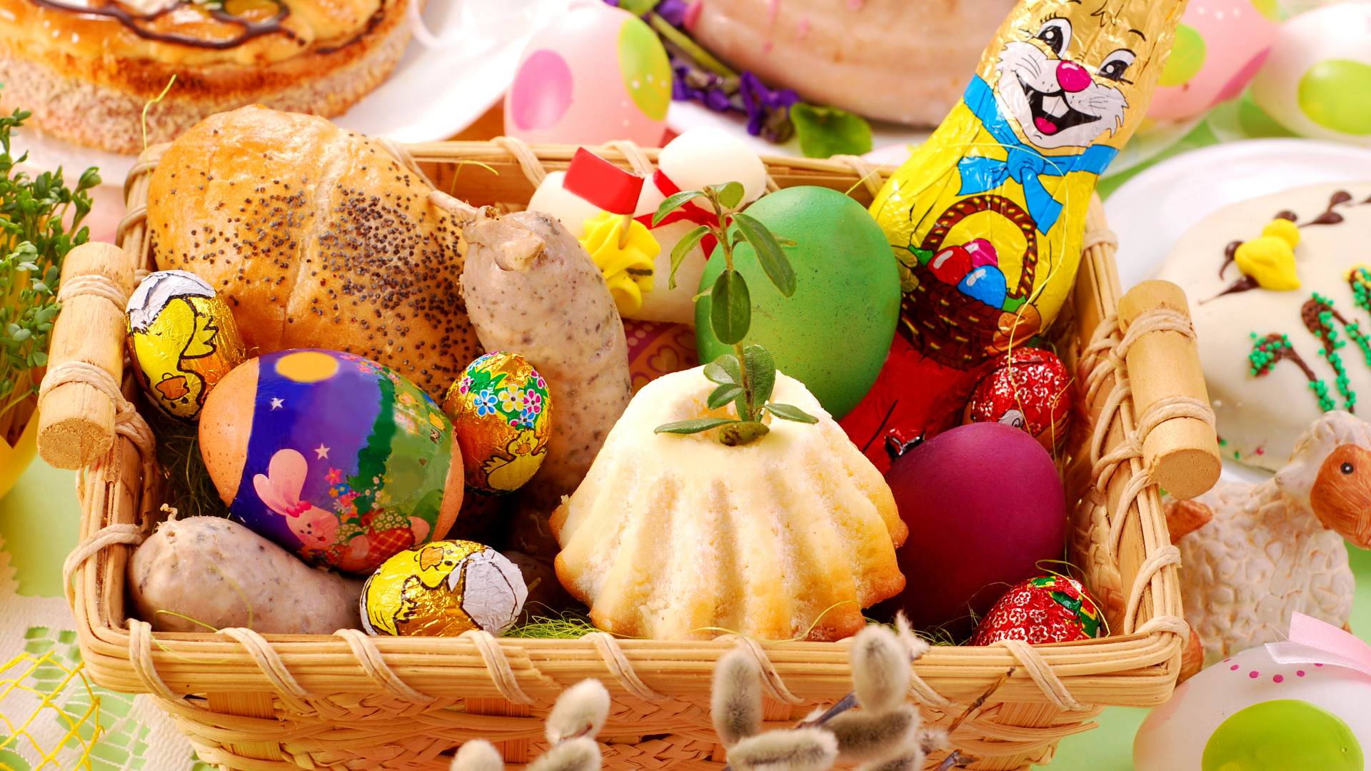 Food, Easter, Gift Basket, Vegetable, Finger Food. Wallpaper in 1920x1080 Resolution