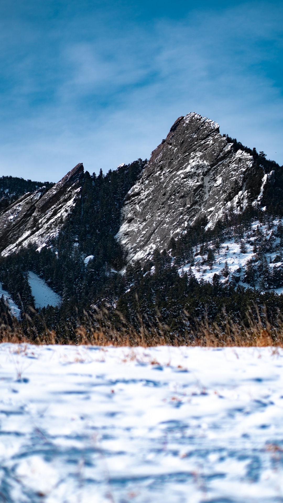 Flatirons, Mountain, Mountainous Landforms, Snow, Nature. Wallpaper in 1080x1920 Resolution