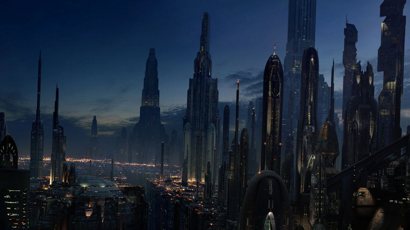 Horizonte de la Ciudad Durante la Noche. Wallpaper in 1366x768 Resolution