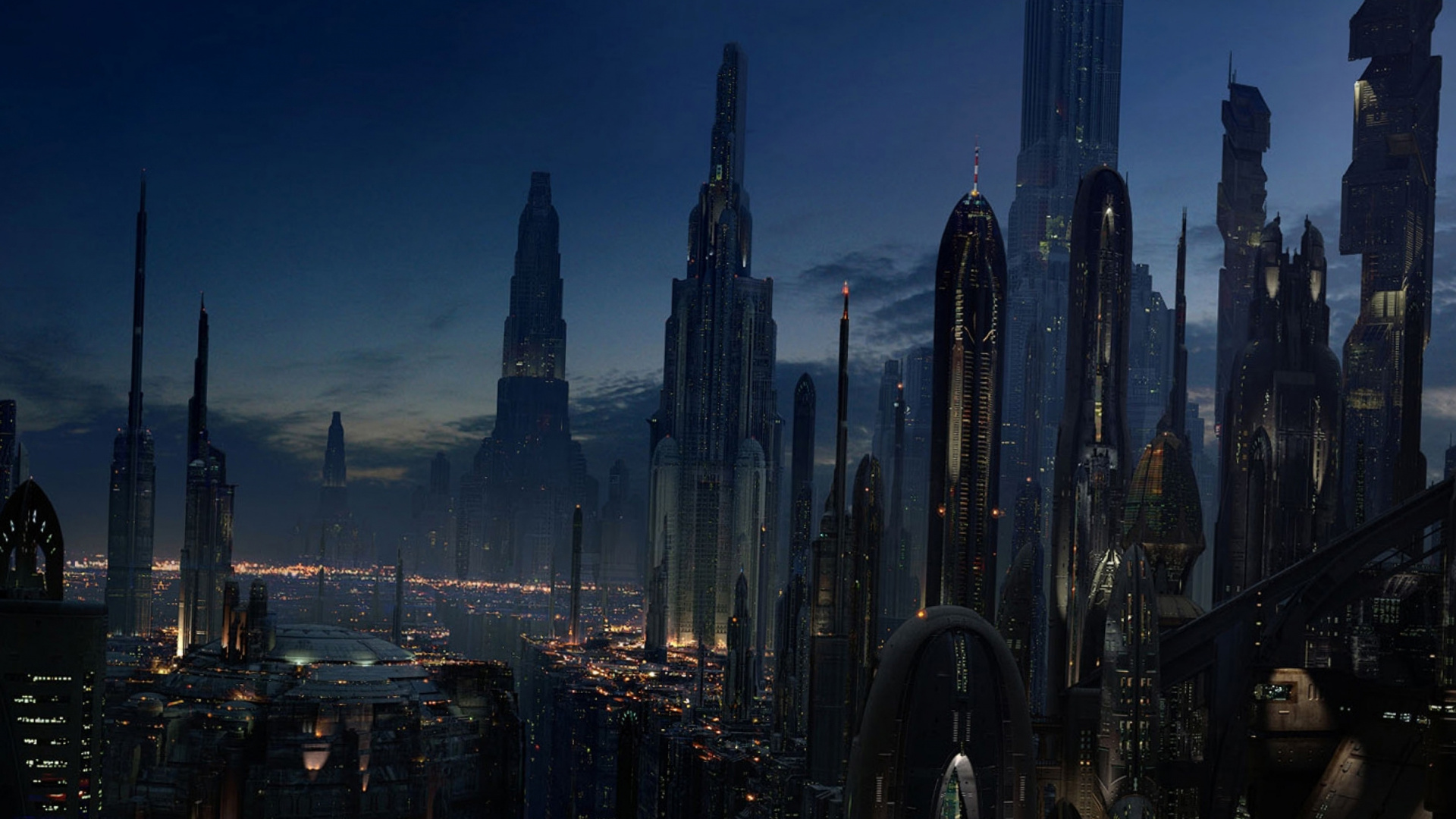 Skyline Der Stadt Bei Nacht Night. Wallpaper in 1920x1080 Resolution