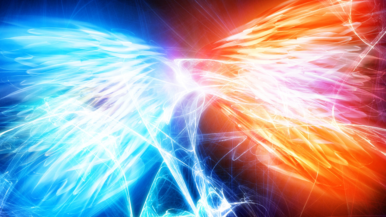 Blaue Und Orange Abstrakte Malerei. Wallpaper in 1280x720 Resolution