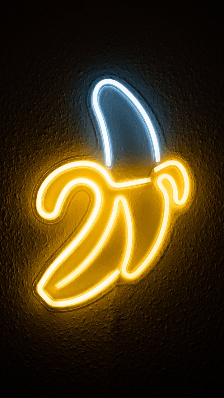 Banano, la Iluminación de Neón, Neon, Luz, Oro. Wallpaper in 720x1280 Resolution