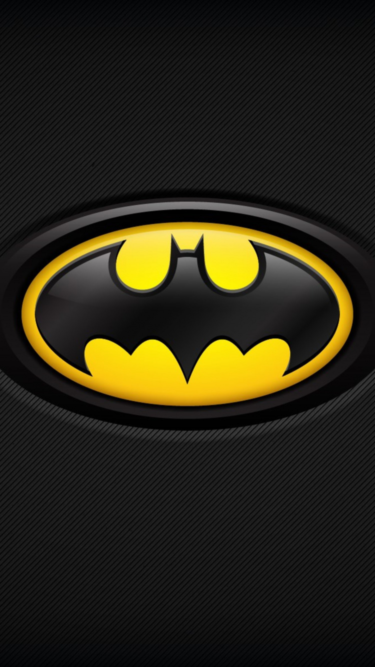 Black and Yellow Batman Logo. Wallpaper in 750x1334 Resolution