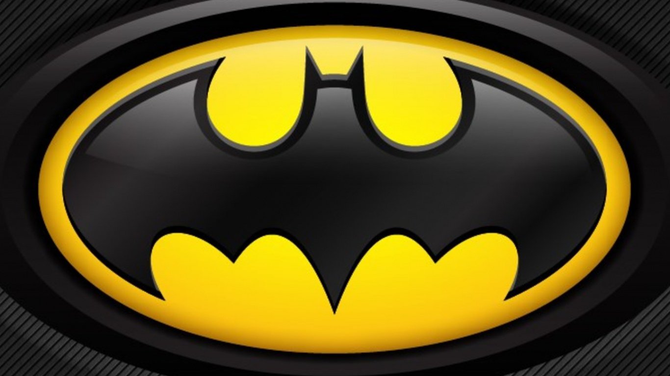 Schwarz-gelbes Batman-Logo. Wallpaper in 1366x768 Resolution