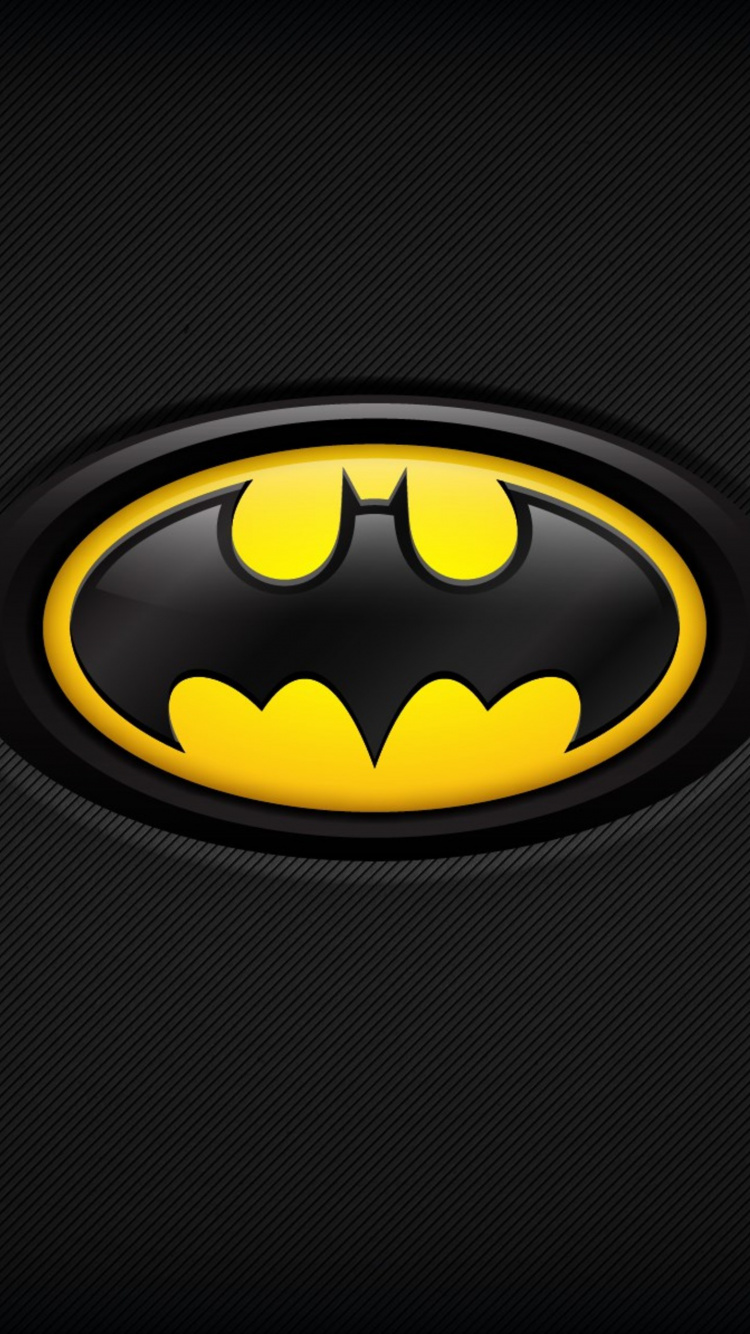 Logo Batman Noir et Jaune. Wallpaper in 750x1334 Resolution