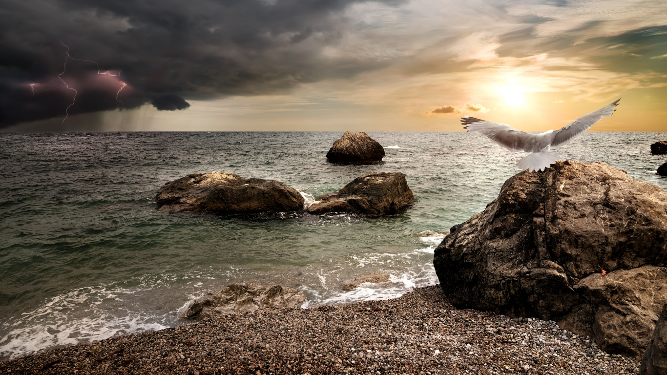 Ilustración, Agua, Ambiente, Highland, Paisaje Natural. Wallpaper in 1366x768 Resolution