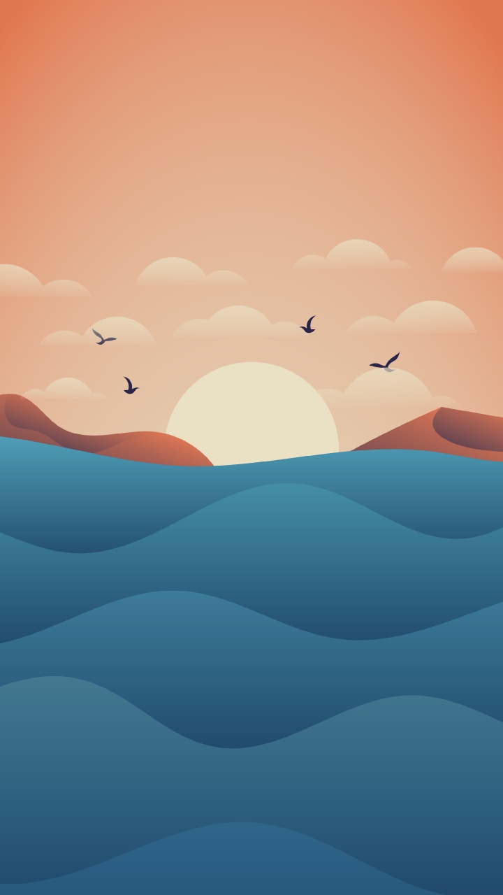 橙色, 自然景观, 积云, 艺术, 地平线 壁纸 720x1280 允许