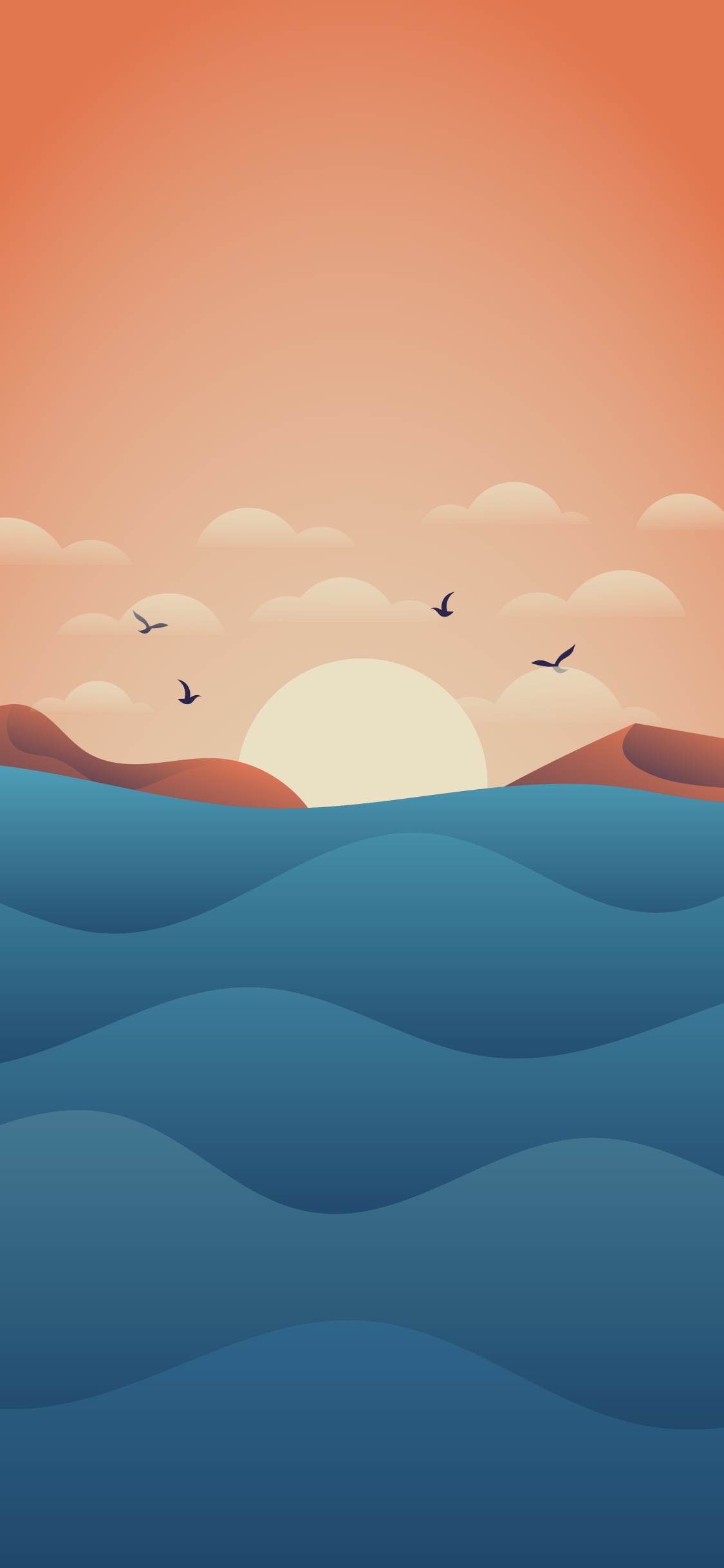 Naranja, Paisaje Natural, Cumulus, Arte. Wallpaper in 1125x2436 Resolution