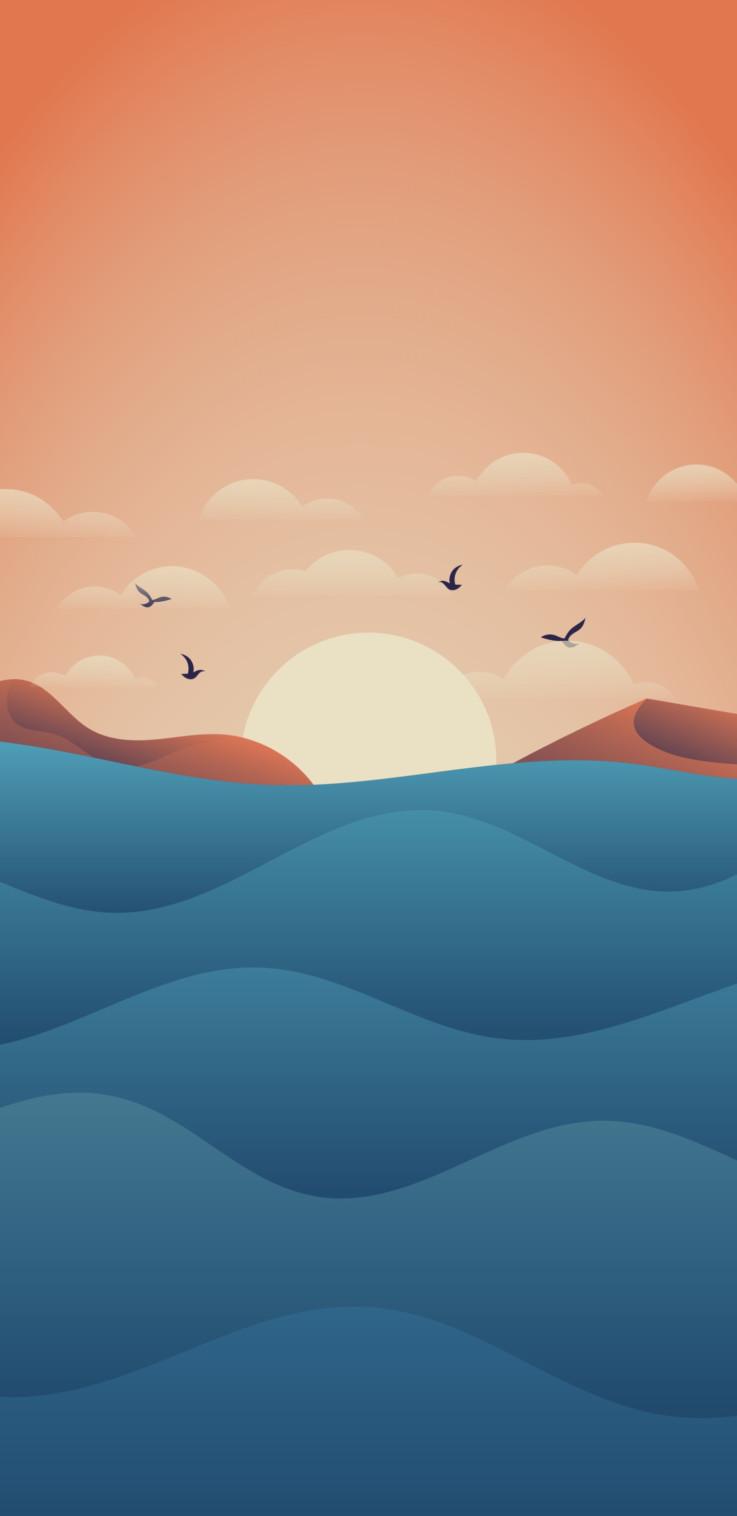 Naranja, Paisaje Natural, Cumulus, Arte. Wallpaper in 1440x2960 Resolution