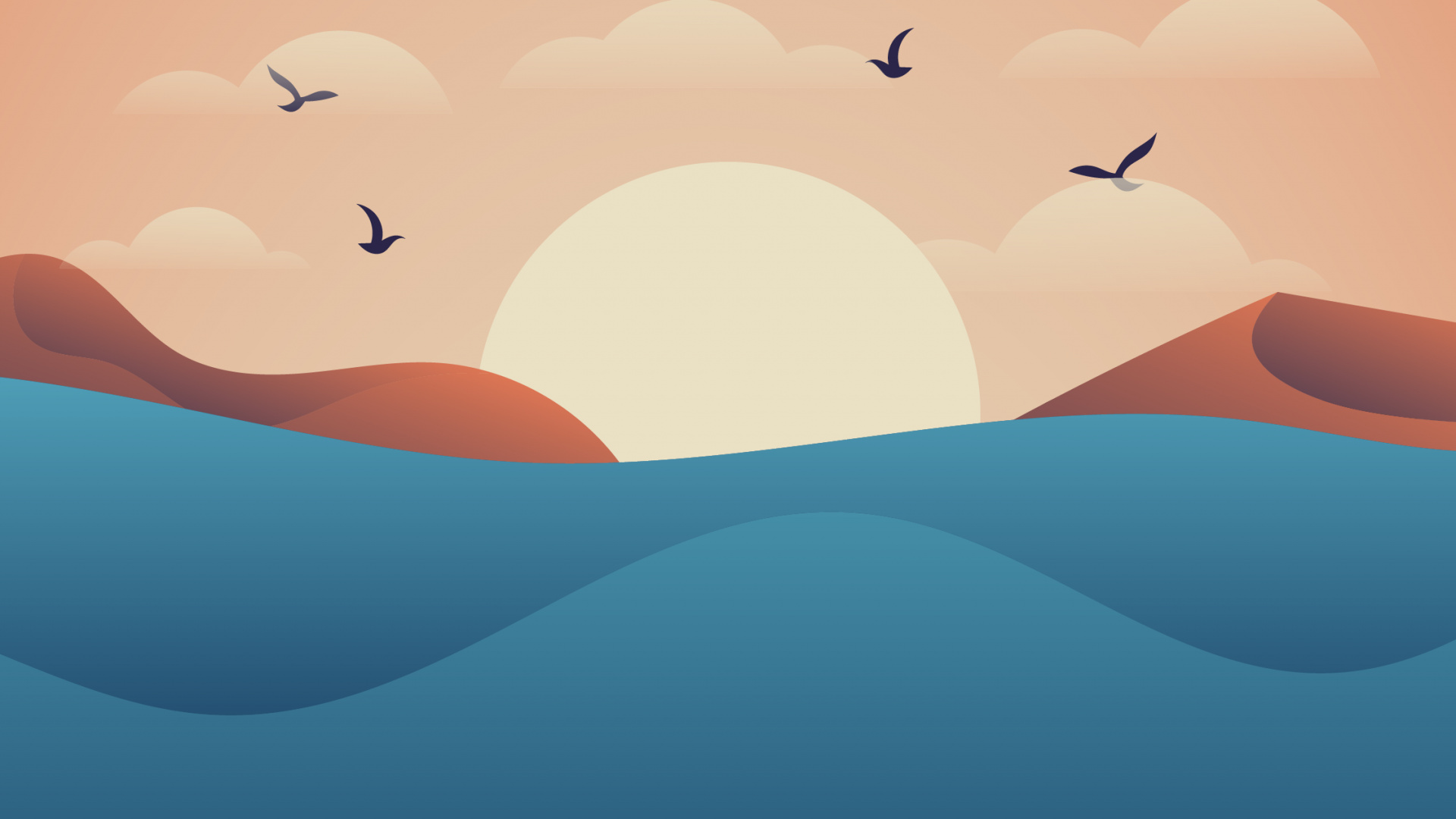 Orange, Paysage Naturel, Cumulus, Art, Horizon. Wallpaper in 1920x1080 Resolution