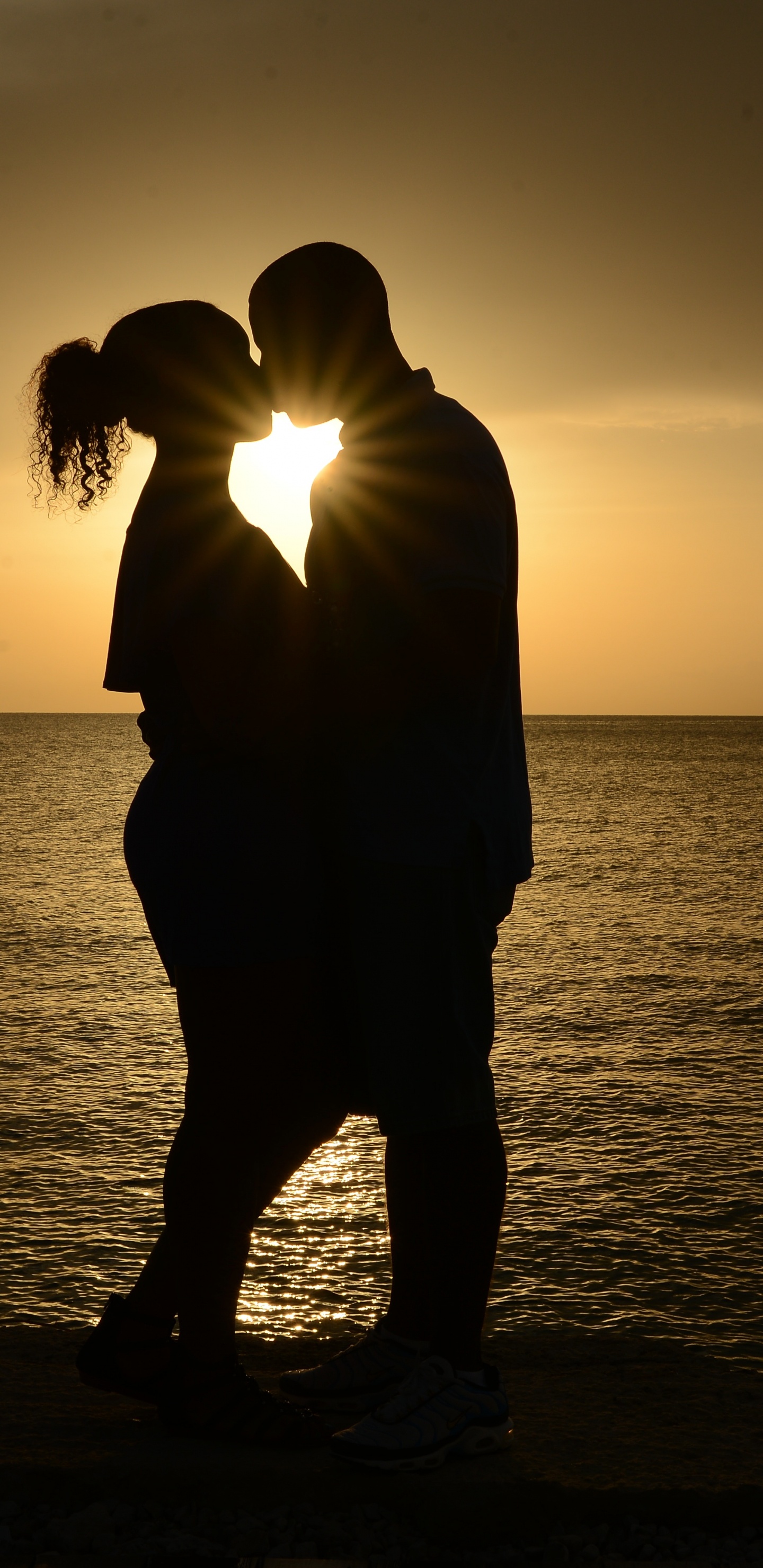 Silhouette, Couple, Baiser, Câlin, Les Gens Dans la Nature. Wallpaper in 1440x2960 Resolution