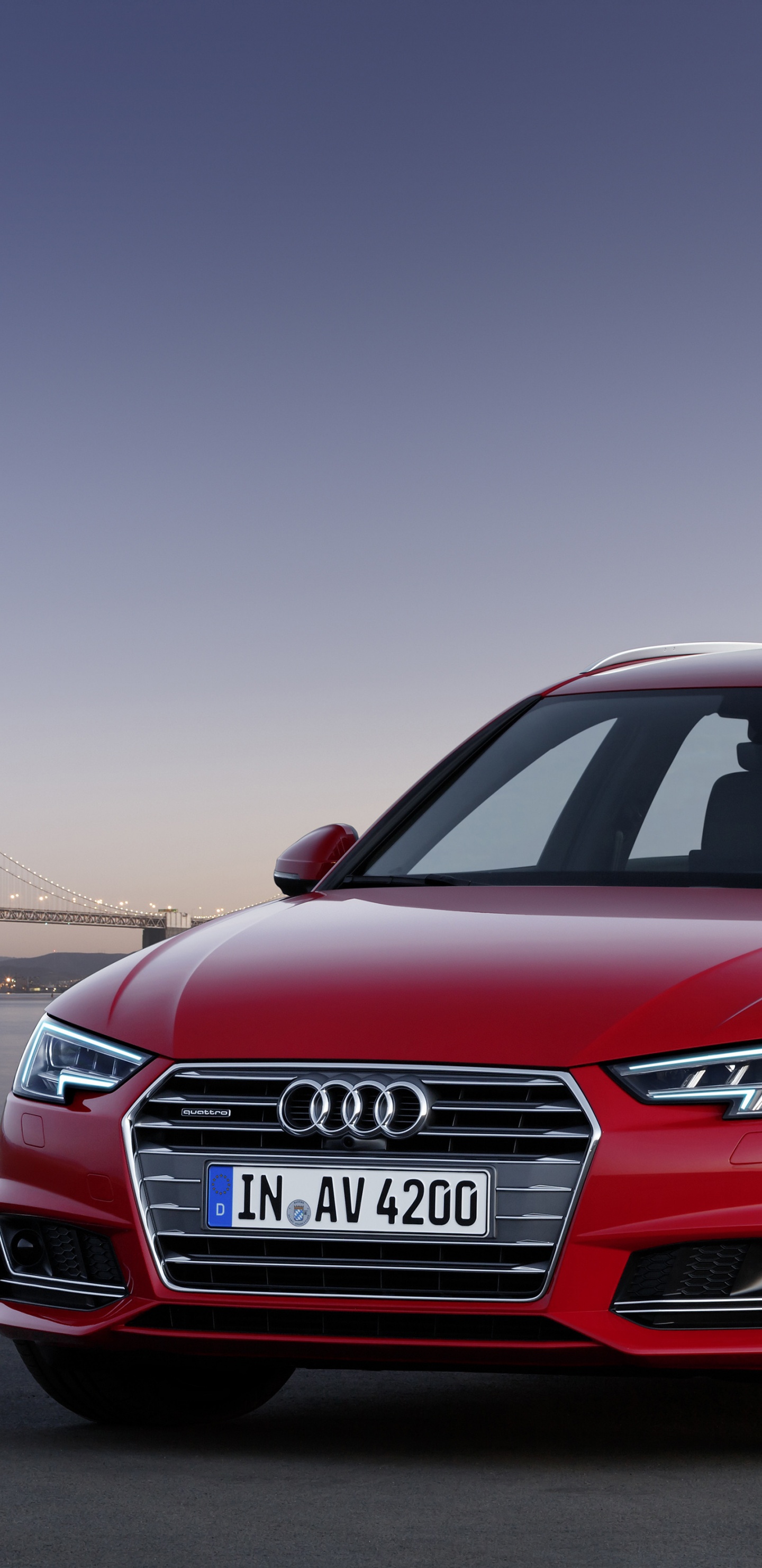 Red Audi a 4 on a Foggy Day. Wallpaper in 1440x2960 Resolution