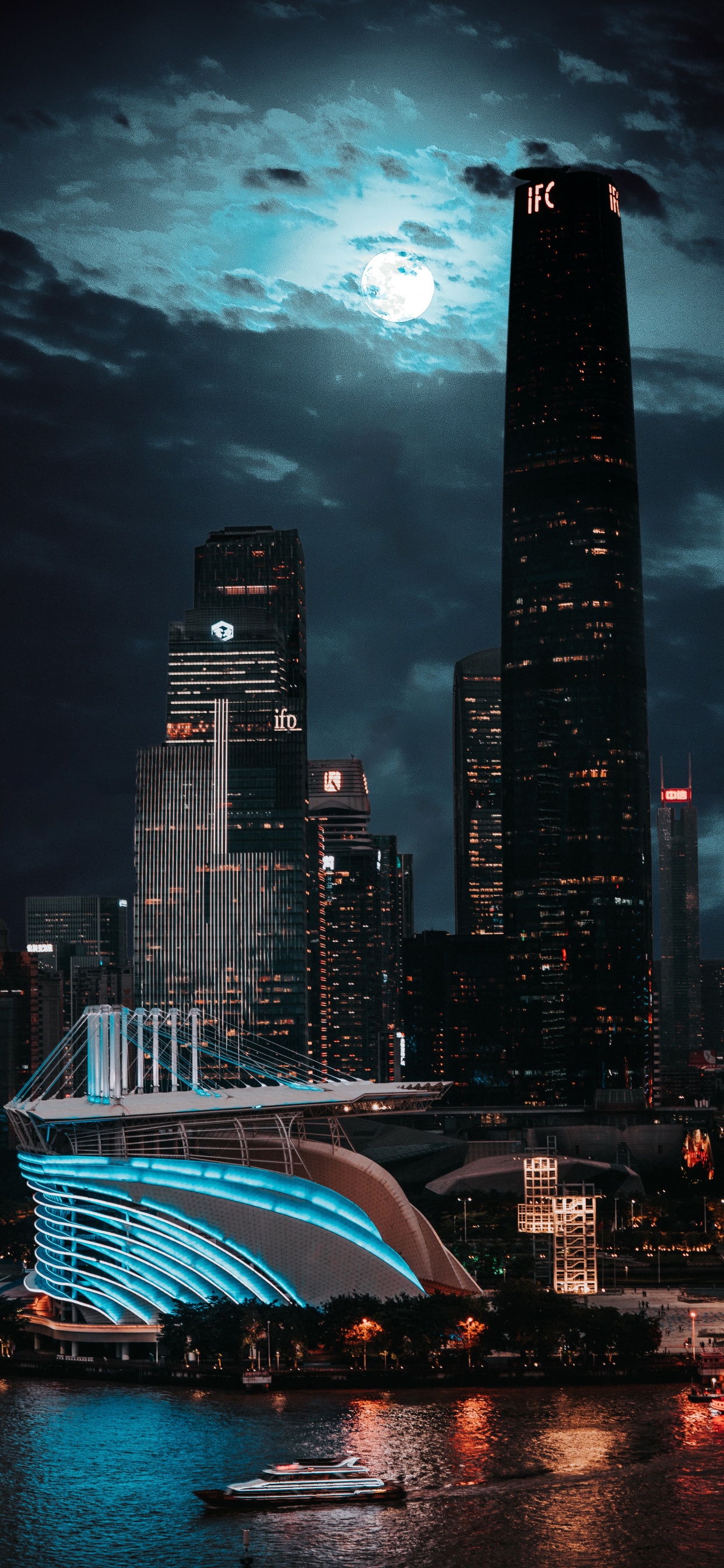 Guangzhou, Cloud, Water, Skyscraper, Building. Wallpaper in 1242x2688 Resolution