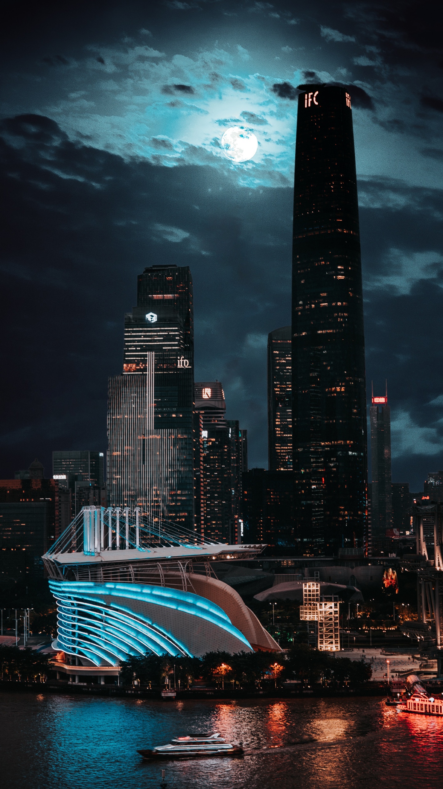 Guangzhou, Cloud, Water, Skyscraper, Building. Wallpaper in 1440x2560 Resolution