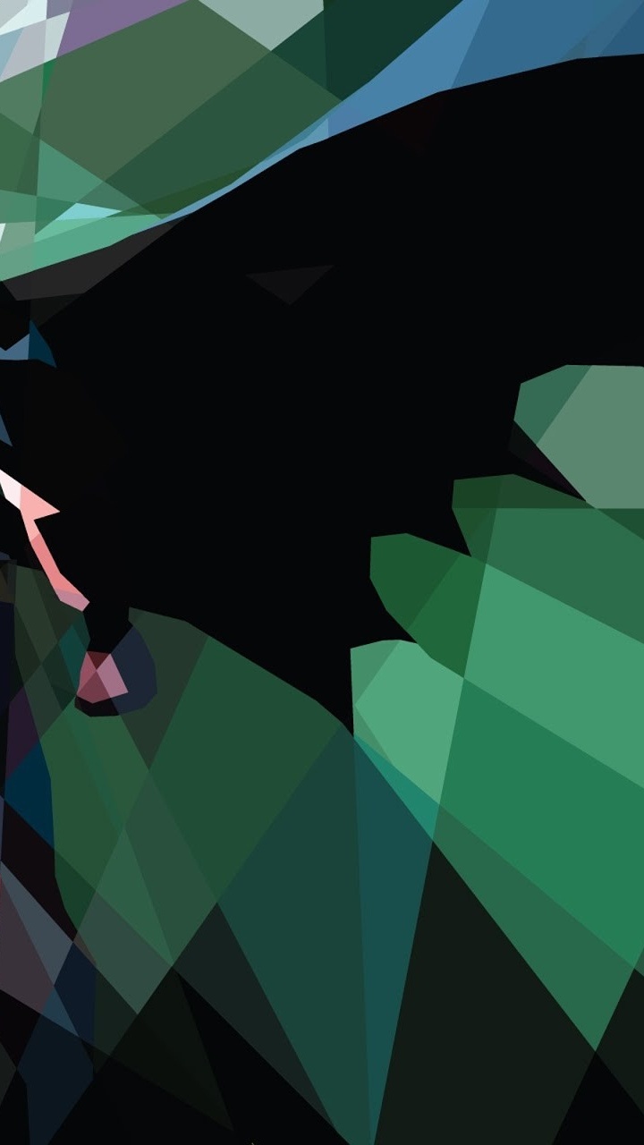 Femme en Robe Bleue et Rouge Debout Sur Une Peinture Abstraite Verte et Noire. Wallpaper in 720x1280 Resolution