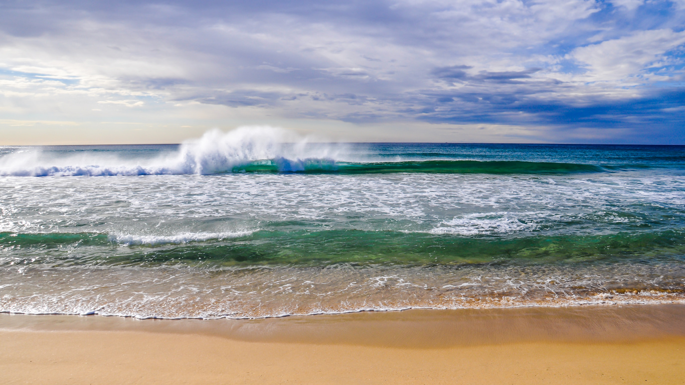 Belles Vagues de Plage, Plage, Mer, Nature, Plage de Tempête. Wallpaper in 1366x768 Resolution