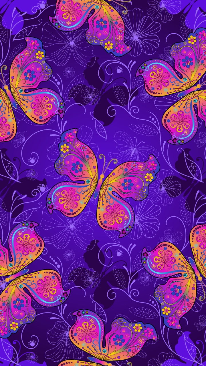 Green and Blue Butterflies Illustration. Wallpaper in 720x1280 Resolution