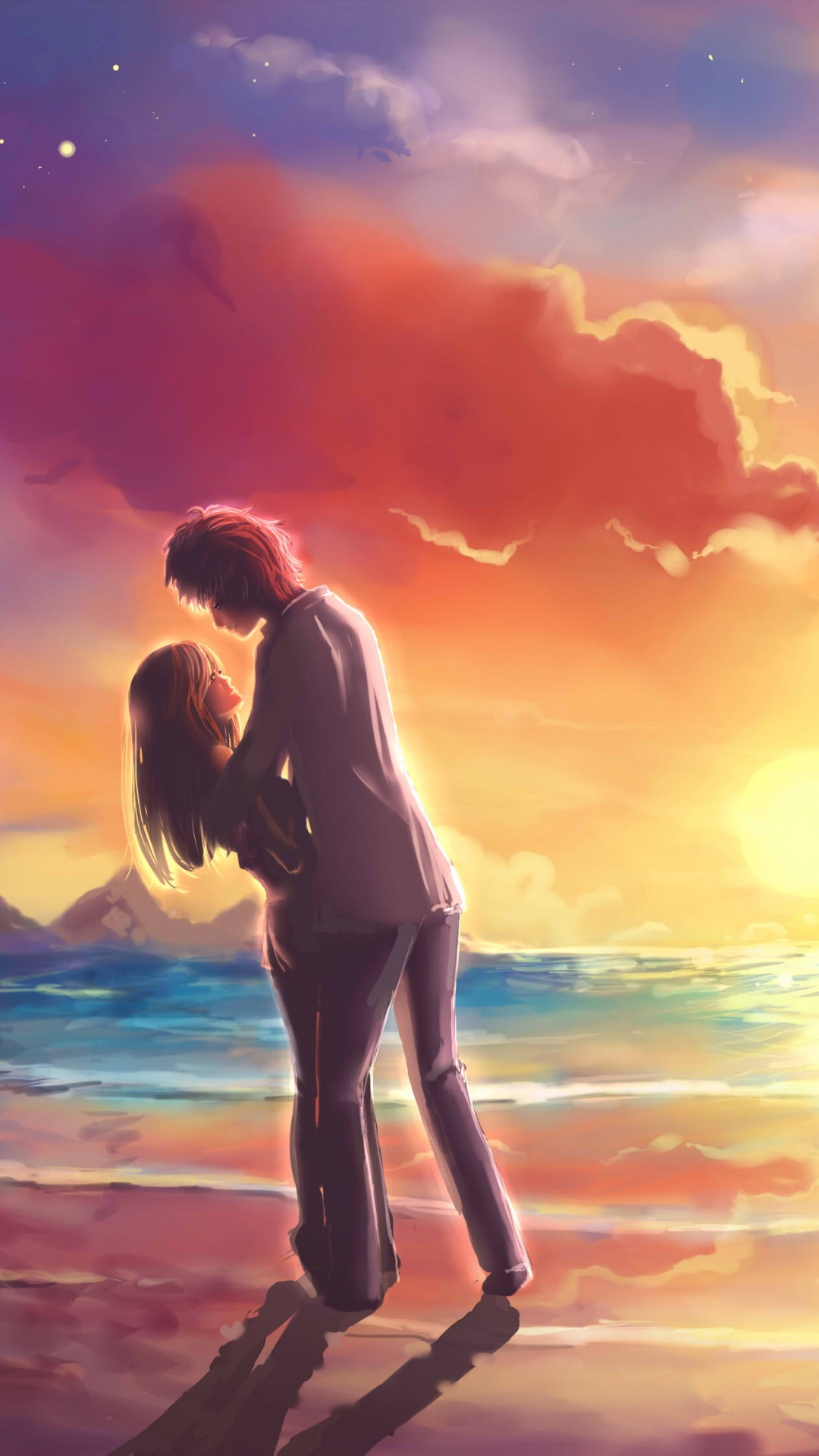 Arte Digital, La Gente en la Naturaleza, Romanticismo, Noche, Amor. Wallpaper in 1080x1920 Resolution